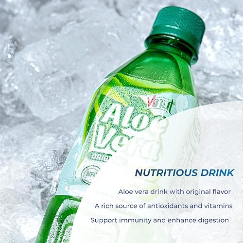 Miniatura 6 de Vinut Jugo de aloe vera puro sabor original con pulpa (16.9 onzas líquidas, paquete de 12), no de concentrado, bebida fresca de aloe vera, fuente