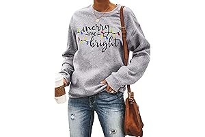 Christmas Sweatshirt Women Merry and Bright Christmas T-Shirt