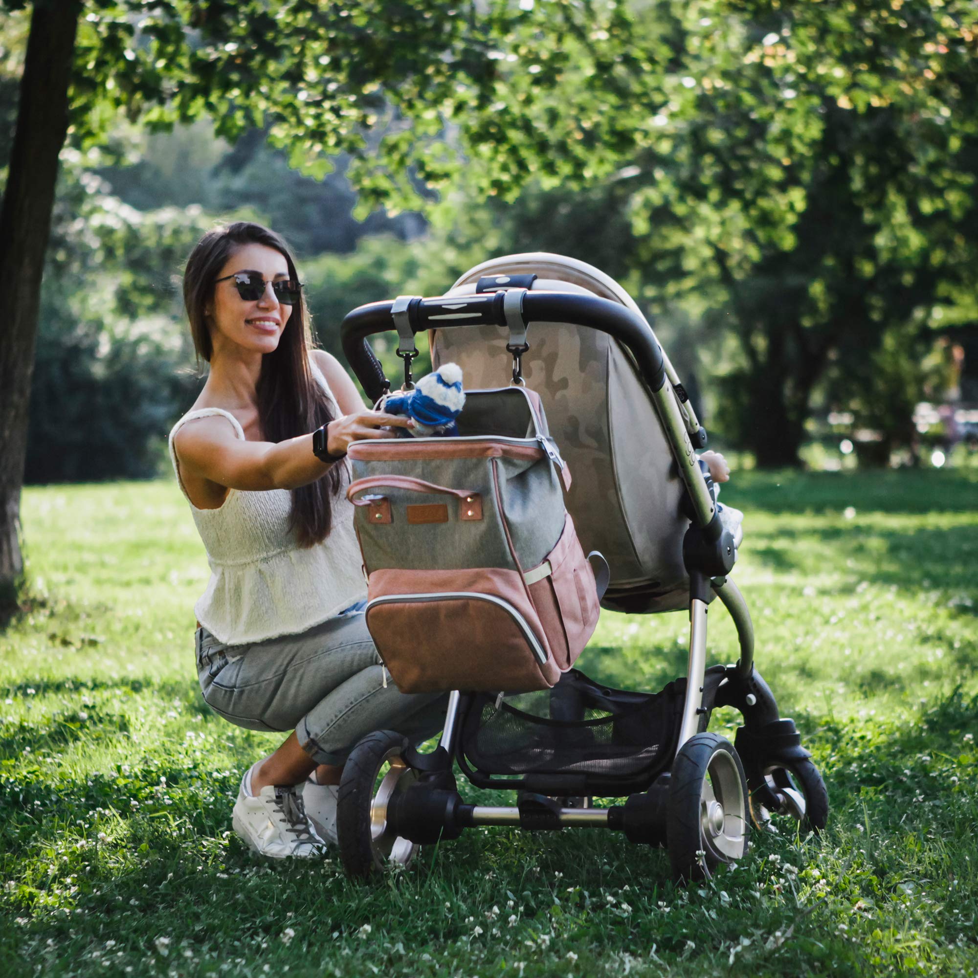 Baby Wickelrucksack, Babytasche für Reise, Wickeltasche Große Kapazität, Multifach Reise Rucksack Wasserdicht Fächer Babyflaschehälter