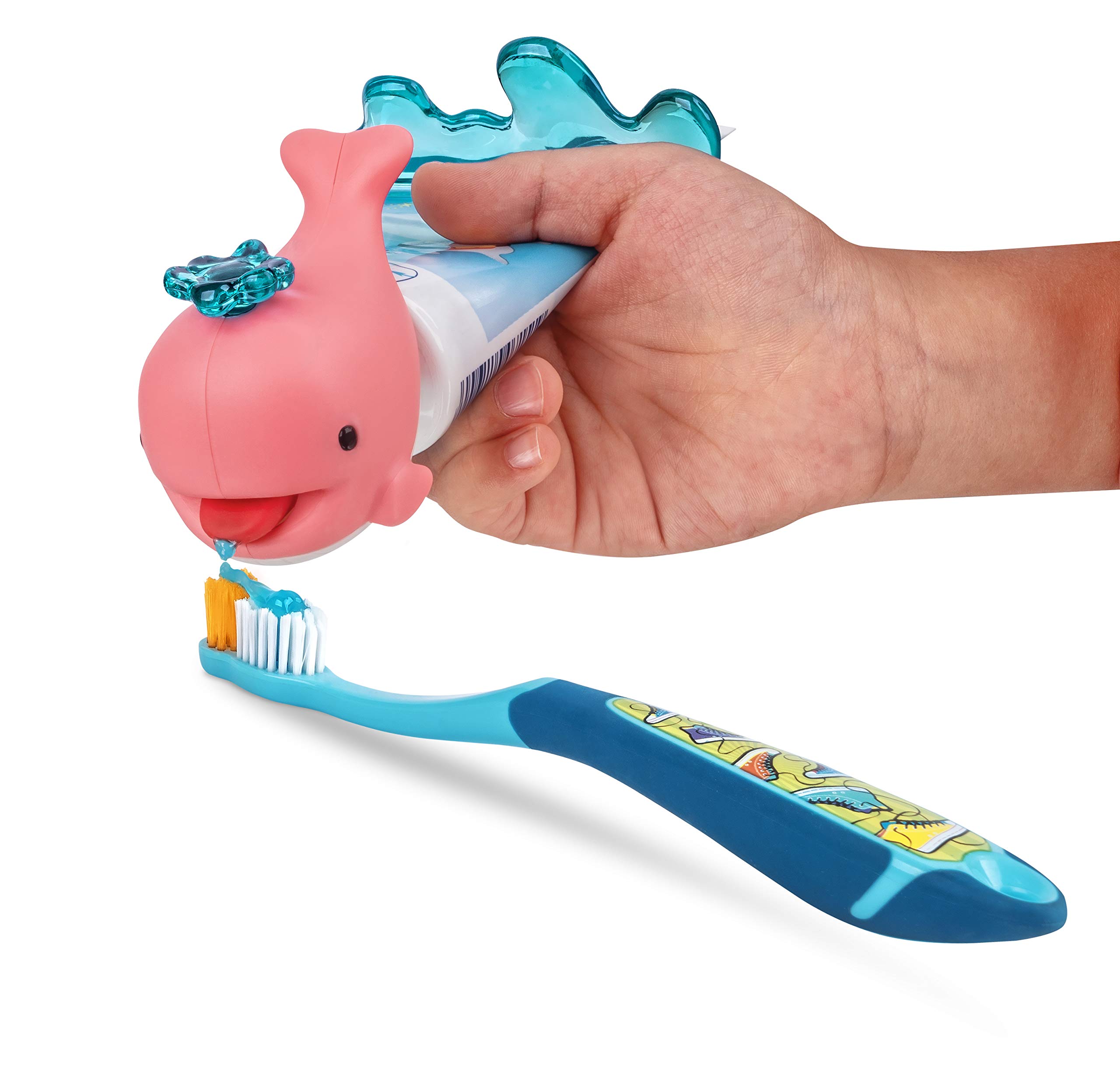 Flipper Whale Pink Toothpaste Squirter for Kids – Fun and Easy Toothpaste Dispenser, Flipper squeezer works well on most toothpaste tubes- Easy to use, Made in Malaysia, 3Y+