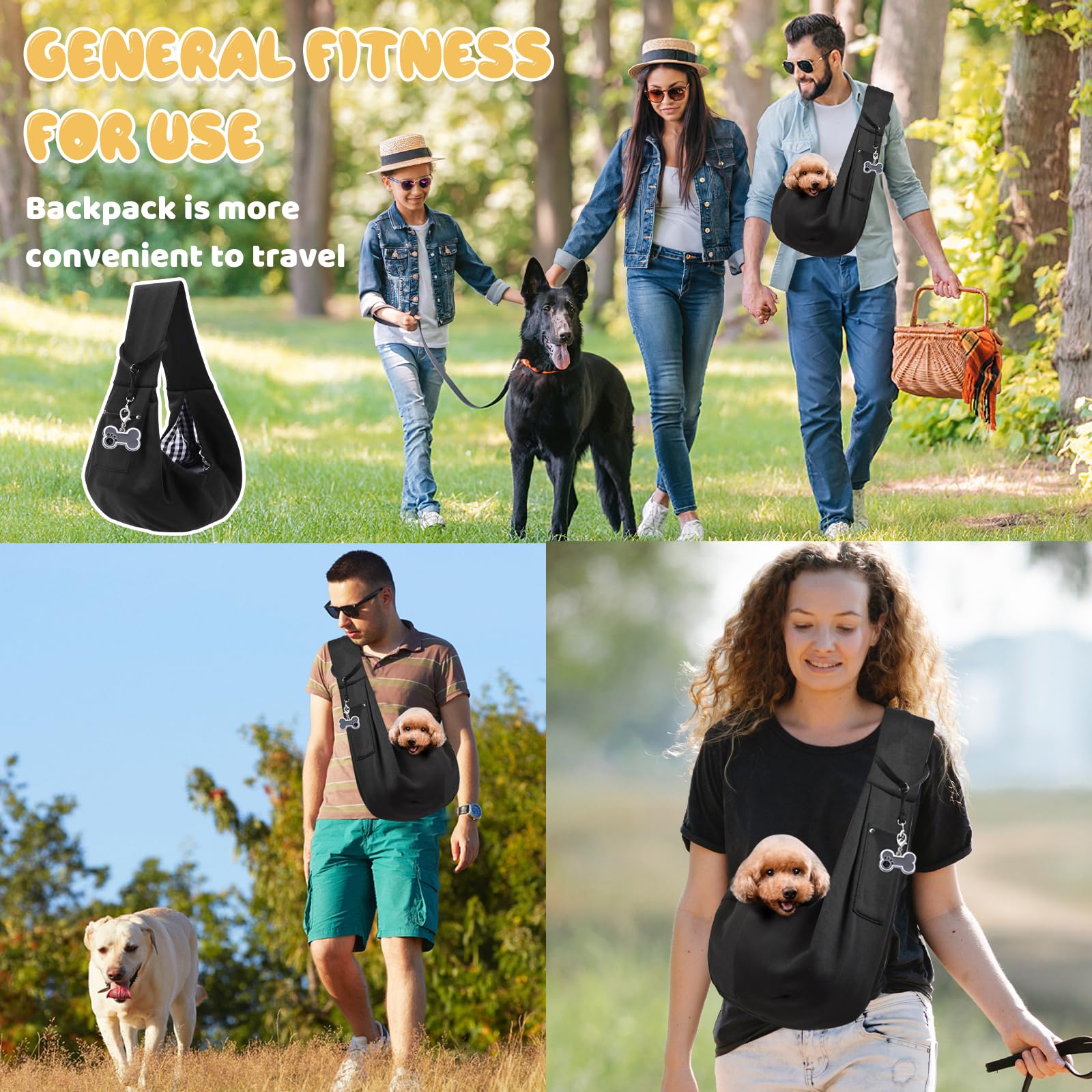 TYXHXTF Borsa da Viaggio per Cani, Regolabile Borsa Animali Domestici, Trasportino da Passeggio, Marsupio per Cani, Borsas Porta Cane, per Viaggio Passeggiata（Nero）