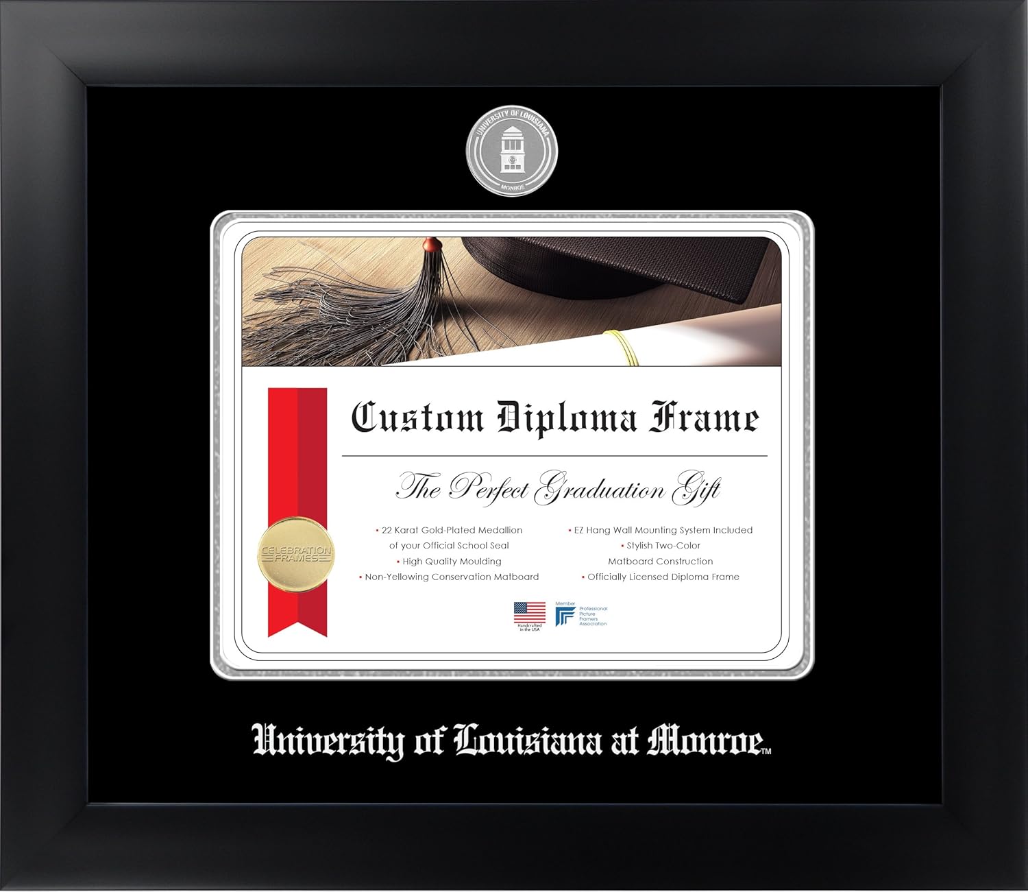 University of Louisiana at Monroe 8½ x 11 Matte Black Finish Manhattan Diploma Frame