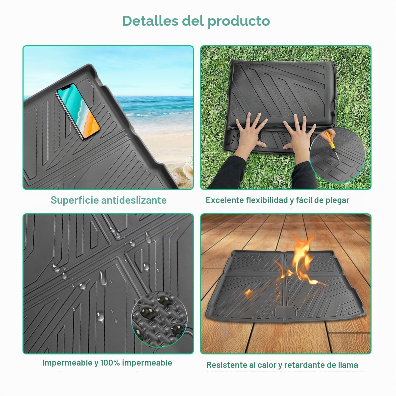 GAFAT Compatible con Hyundai Kona SX2 Hybrid/EV Electrico 2024 2025 2026 Alfombrilla de Maletero, Fácil Plegar, Alfombras TPE Todo Clima, Original 3D Escaneo Borde Alto, Kona 2025 Accesorios