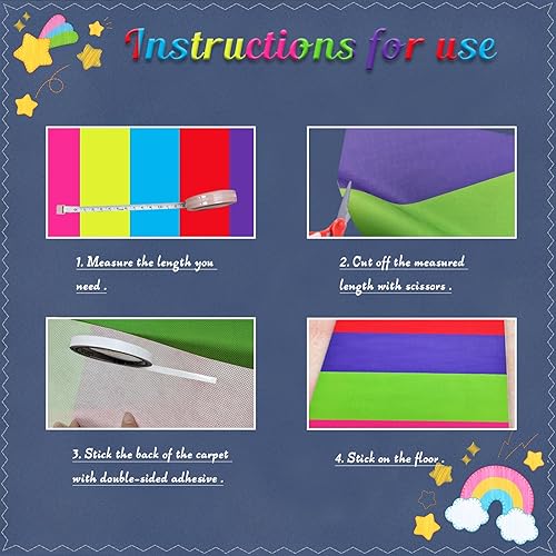 Miniatura 4 de 2 alfombras coloridas de caramelo con cinta adhesiva de 24 pulgadas x 10 pies, alfombras de pasillo Candyland para decoración de dulces temas de