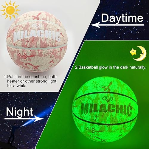 Miniatura 2 de Balón de baloncesto personalizado, que brilla en la oscuridad, regalo personalizado de baloncesto, talla 7 (29.5 pulgadas), tamaño 6 (28.5
