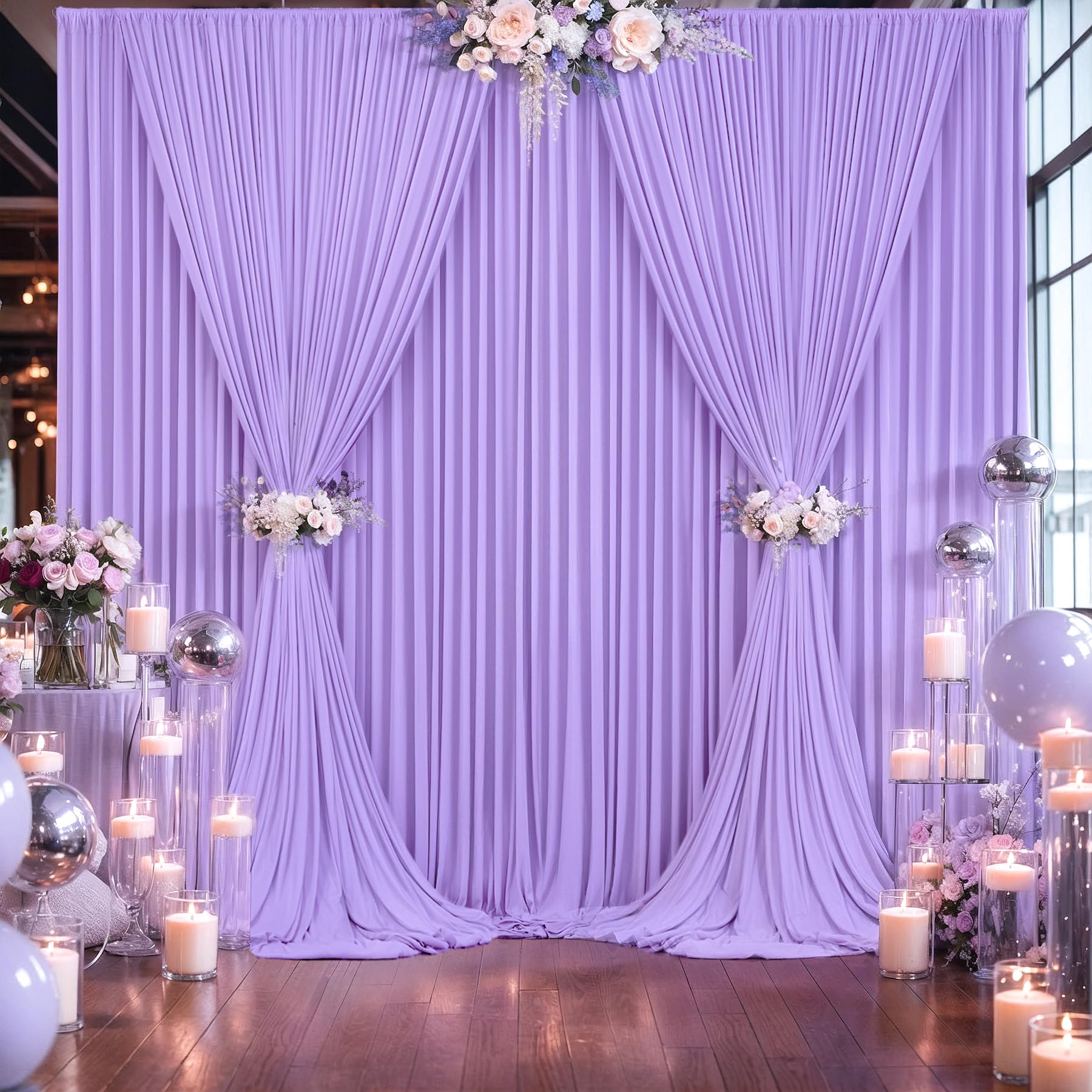 10x12 Lavender Backdrop Curtains for Wedding Party Wrinkle Free Backdrops Curtain Drapes Fabric Decorations Light Purple Photo Back Drop for Baby Shower Photography Stage Reception 5ft x 12ft,2 Panels