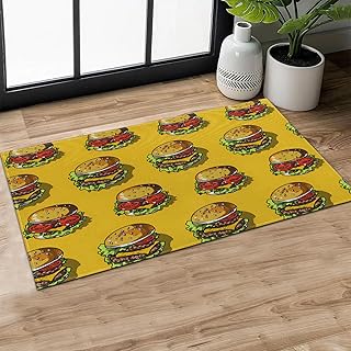 Yellow Cheeseburger Indoor Door Mat,Hamburger Fast Food Doormat, 29.5x17in Non-Slip Rubber Backing Floor Mat,Entry Rug,for Living Room,Rv,Kitchen,Entryway Doorways Mats Decor,Doormats Gifts