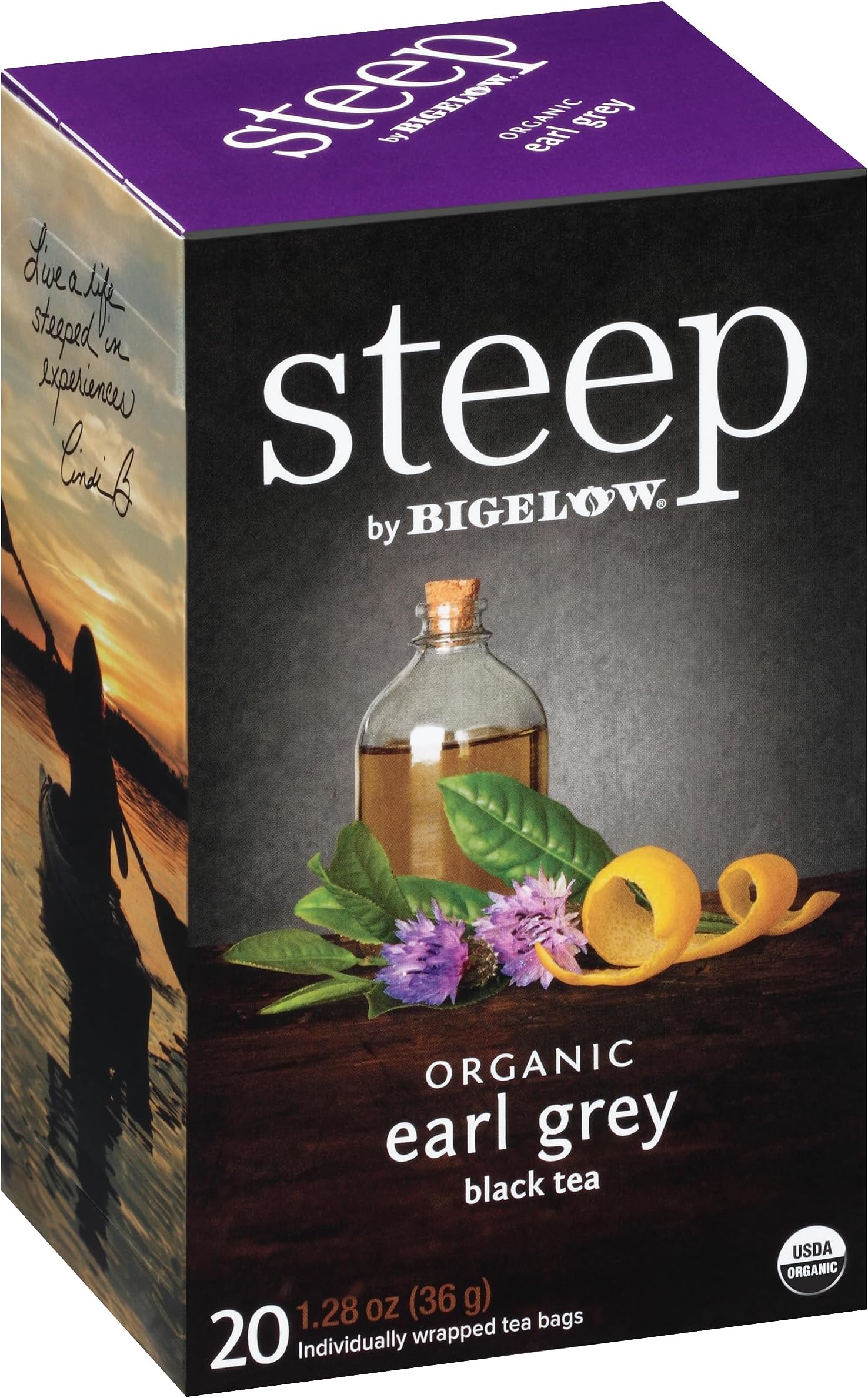 steep by Bigelow Organic Earl Grey Black Tea, 20 Count (Pack of 6), 120 Total Tea Bags