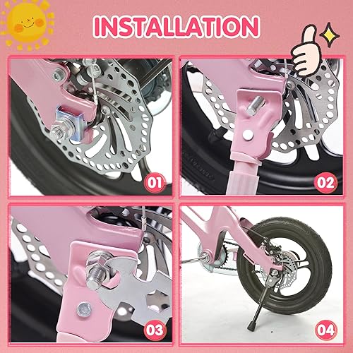 Miniatura 8 de Soporte de bicicleta para niños de 20 pulgadas, soporte para bicicleta de un solo lado, soporte trasero para bicicletas, color rosa para niñas y
