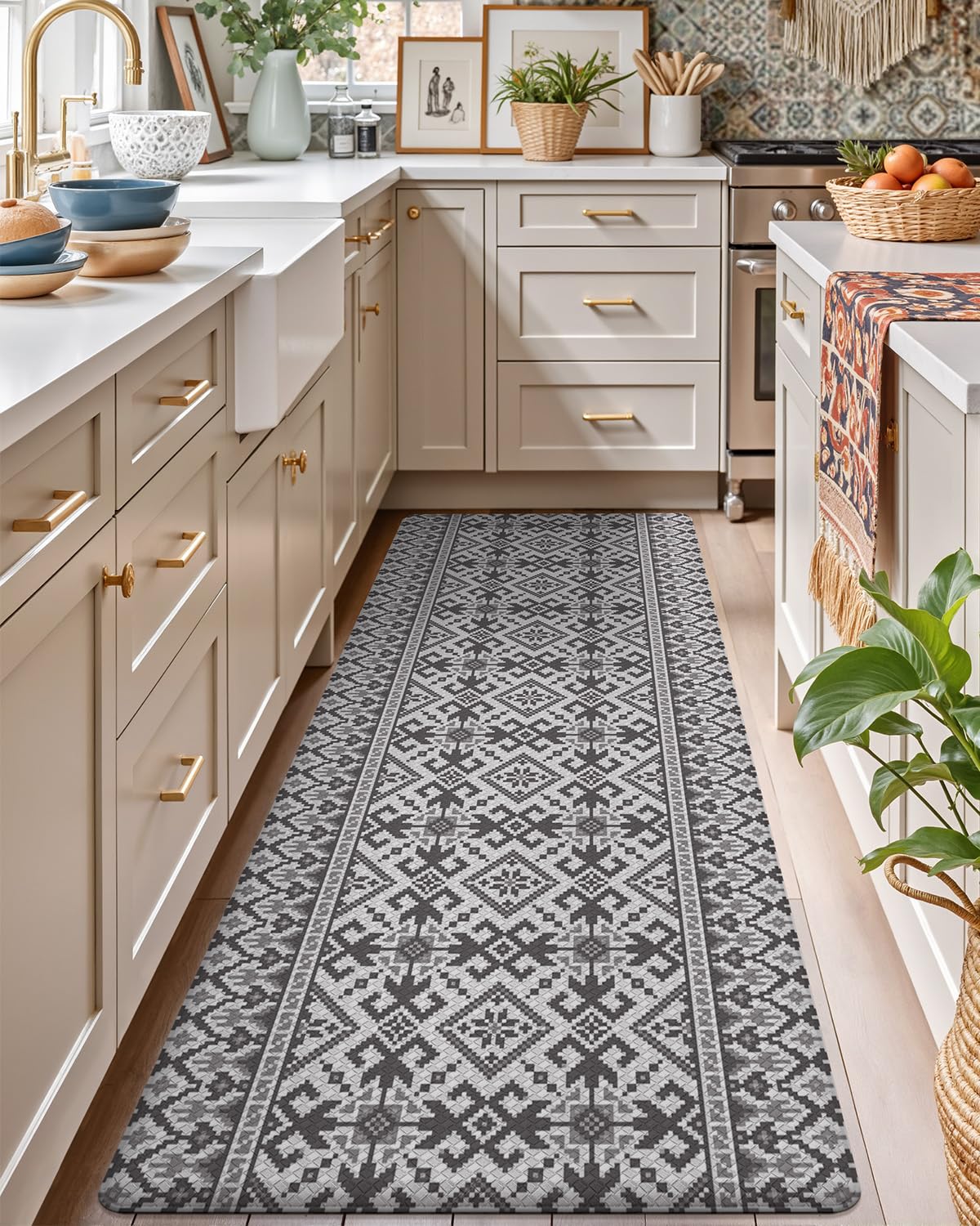 LUMI Tappetino imbottito da cucina anti affaticamento per pavimento, ultra morbido, impermeabile, per stare in piedi, antimacchia, in PVC, comodo per casa, ufficio, lavanderia, 61 x 218 cm