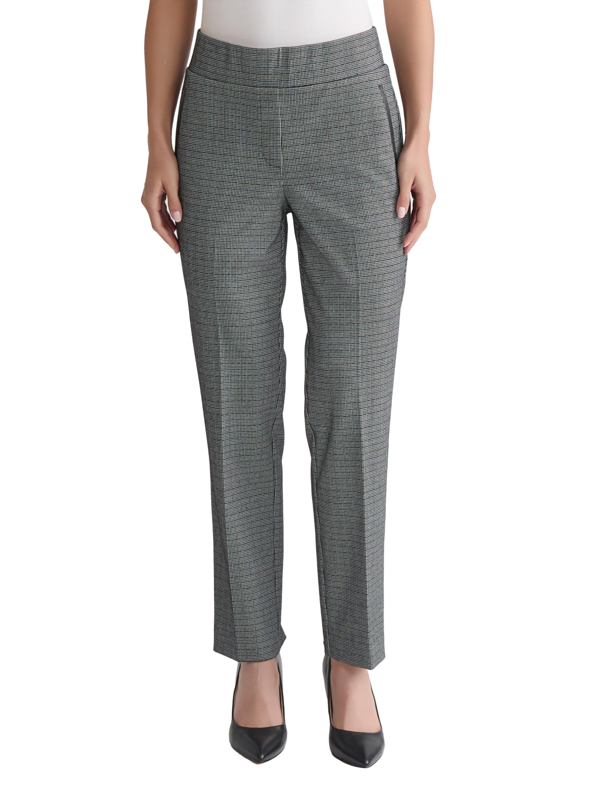 Jones New York Womens Stretch Knit Check Print Pants