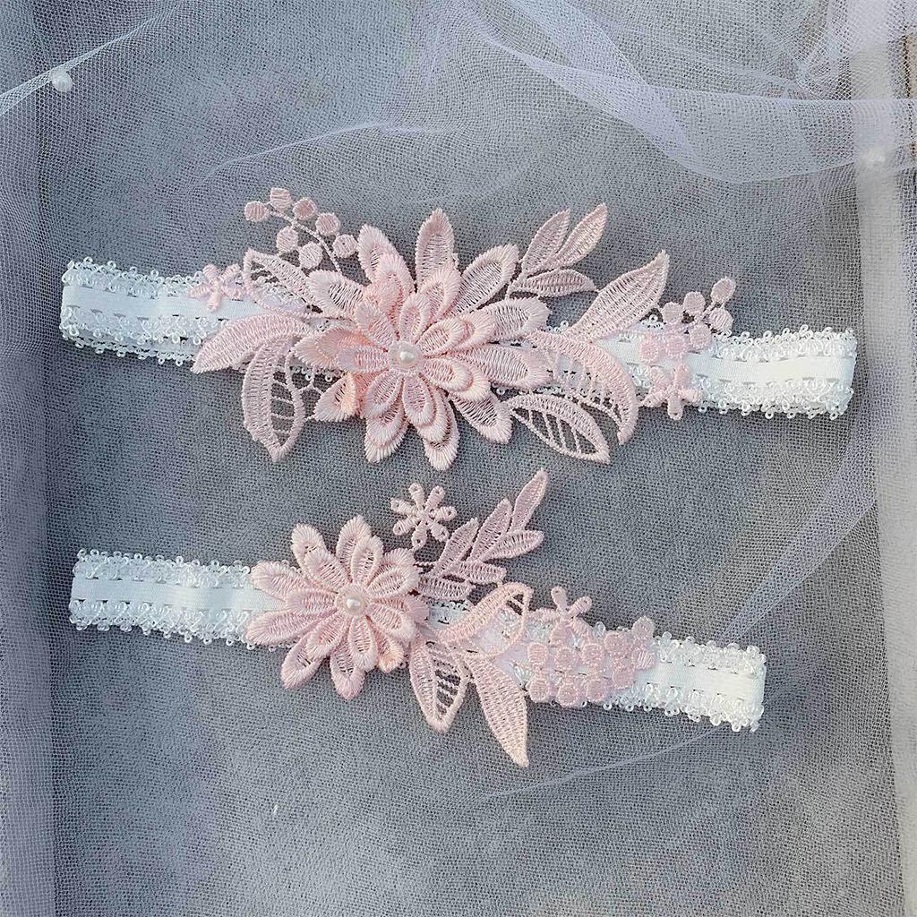 10 set 2 set di giarrettiere da sposa in pizzo giarrettiera per sposa danza set rosa, 40-60 cm