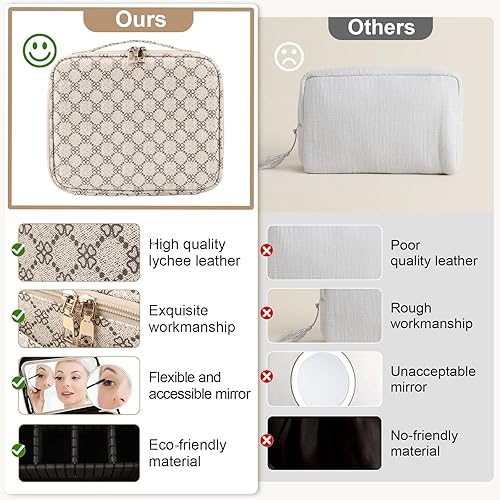 Miniatura 6 de PEEH Bolsa de maquillaje, Trébol Beige, Bolsa de maquillaje con espejo