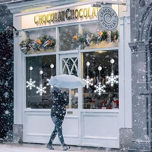 Miniatura 4 de LYUBASA 3 luces de Navidad para ventana, funciona con pilas, para colgar en la ventana de Navidad, con forma de copo de nieve, lámpara LED con