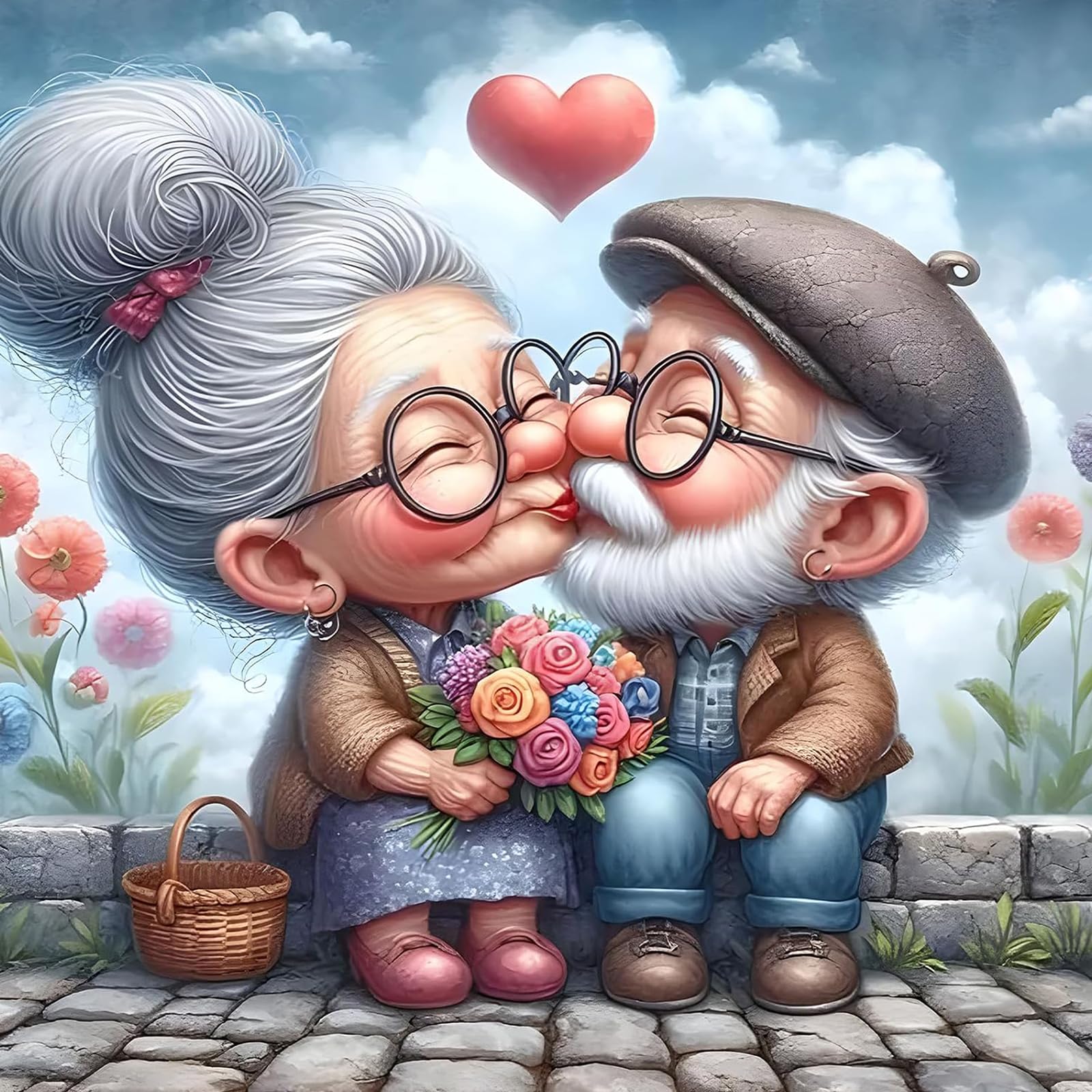 Fountor Diamond Painting Erwachsene Liebe, Liebe Diamond Painting Bilder 35x35cm, DIY 5D Round Full Drill Diamond Art Craft Kit für Home Wall Decor Geschenk