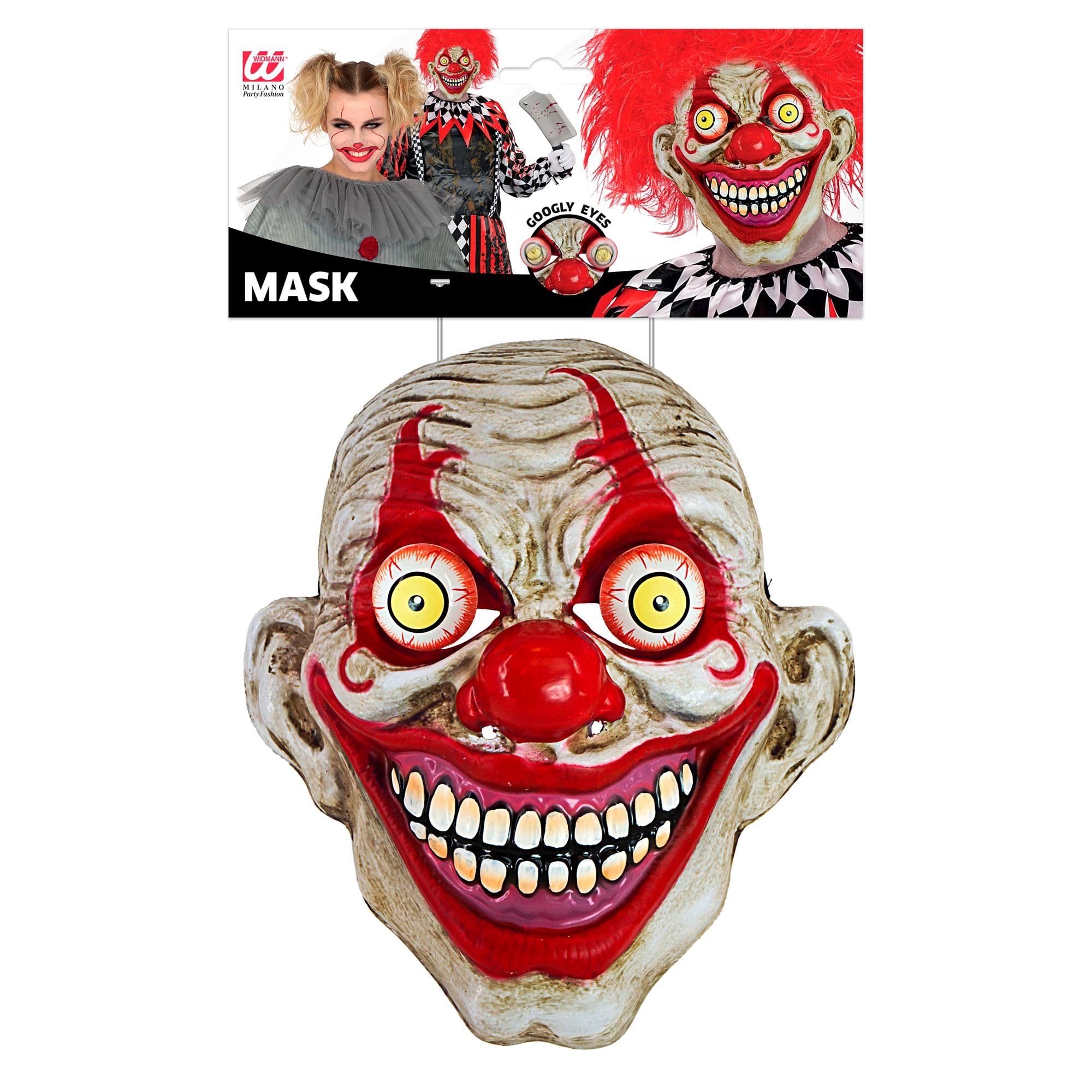 W WIDMANN MILANO Party Fashion - Wiggle Eyes Mask Adult Horror Face Mask for Halloween Carnival, Red Clown - Image 2