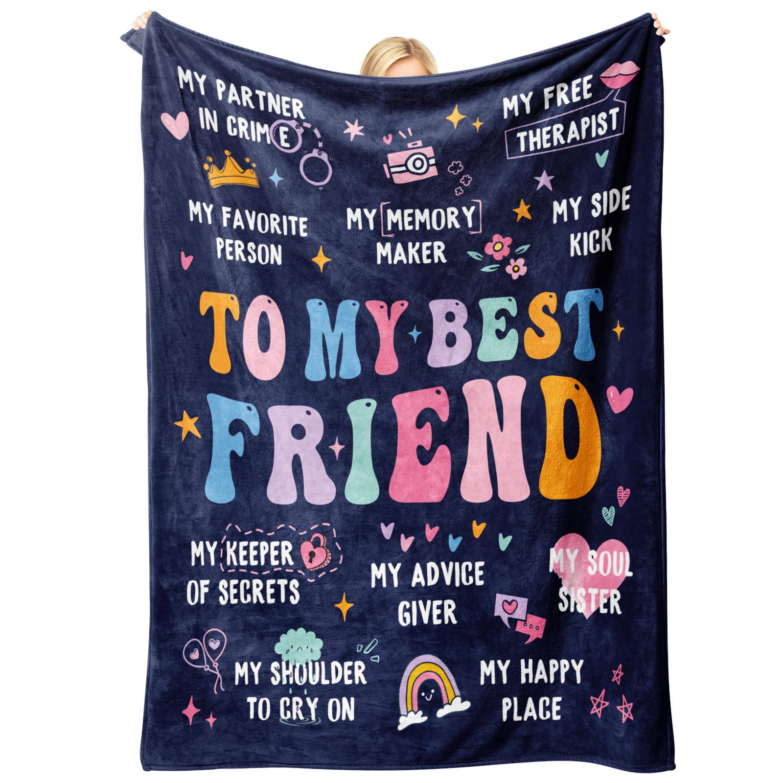 GoMelley Funny Best Friend Birthday Gifts for Women, Best Friend Definition Blanket, Friendship Gifts for Women Female Bestie BBF Soul Sister on Christmas, Galentines, Blue Nap Throw, 50" x 60"