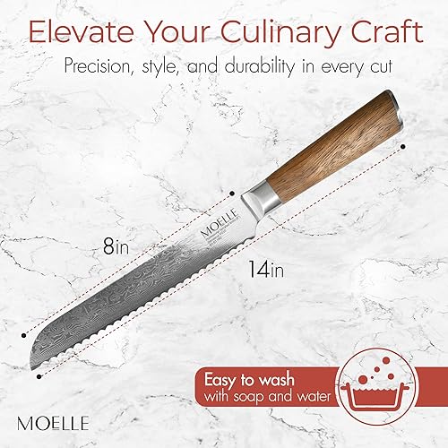 Miniatura 10 de MOELLE Cuchillo de chef prémium de 8 pulgadas, cuchillo de cocina profesional ultra afilado de calidad danesa para chefs y cocineros, fabricado con