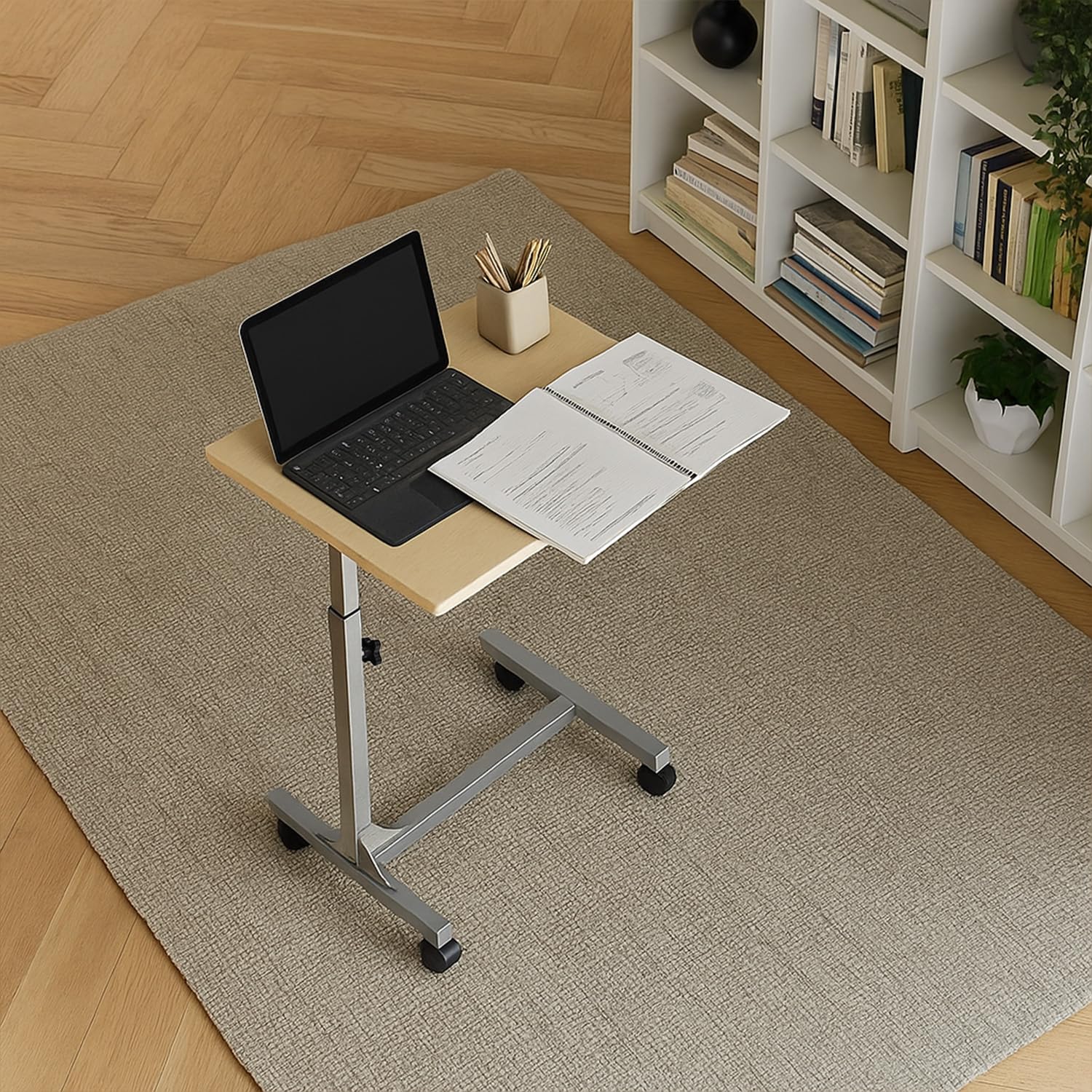 Ergonomiczne domowe biurko z regulowaną wysokością wytrzymały drewniany i metalowy stół do pisania na stację roboczą, do nauki, kompaktowe, zdejmowane biurko do laptopa