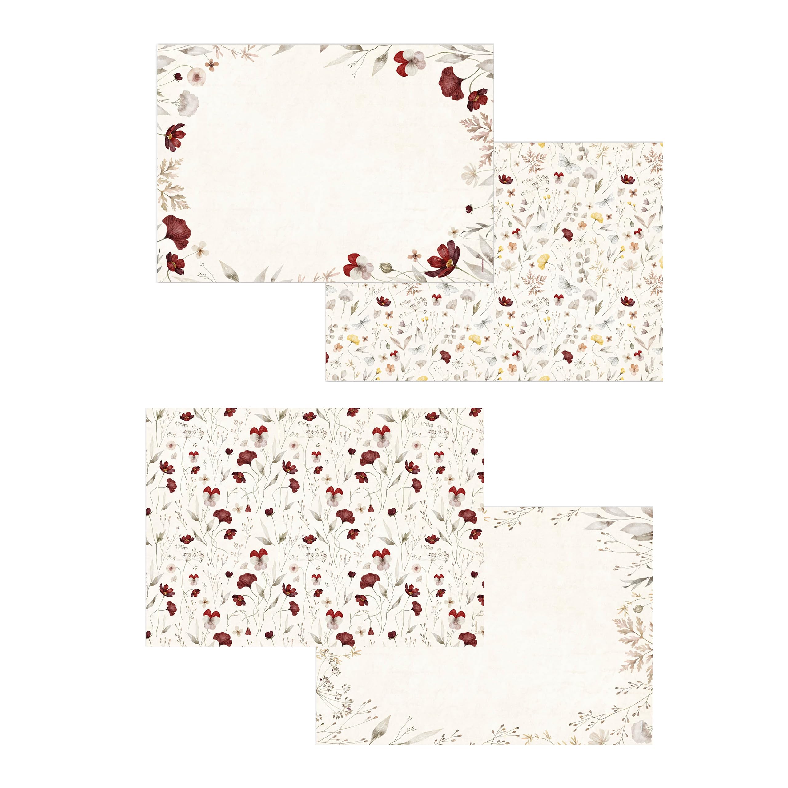 Set de table en papier fleurs champêtres pour repas de jardin