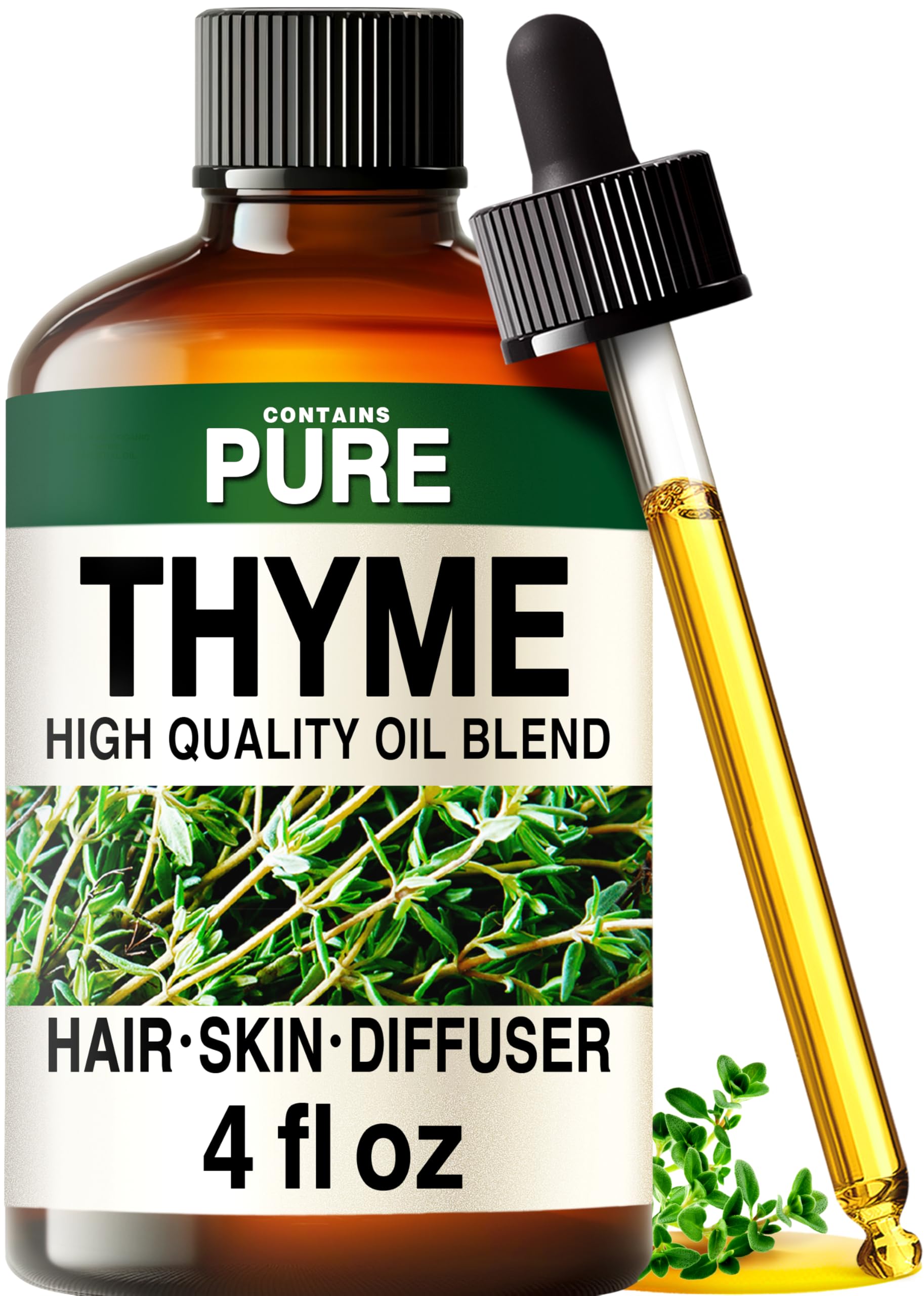 Kukka 100% Pure Thyme Essential Oil for Skin, Diffuser, 4 Fl Oz