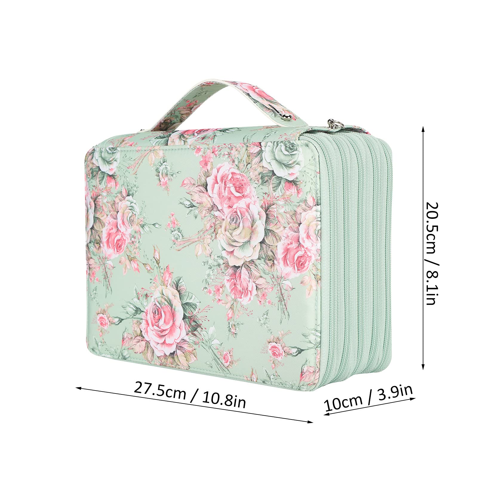 Cyrank Astuccio per matite di Grande capacità, 252 Slot Portamatite Astuccio per matite Organizer per matite con Cinturino per Manici Pratico Astuccio per matite Colorate(Verde)