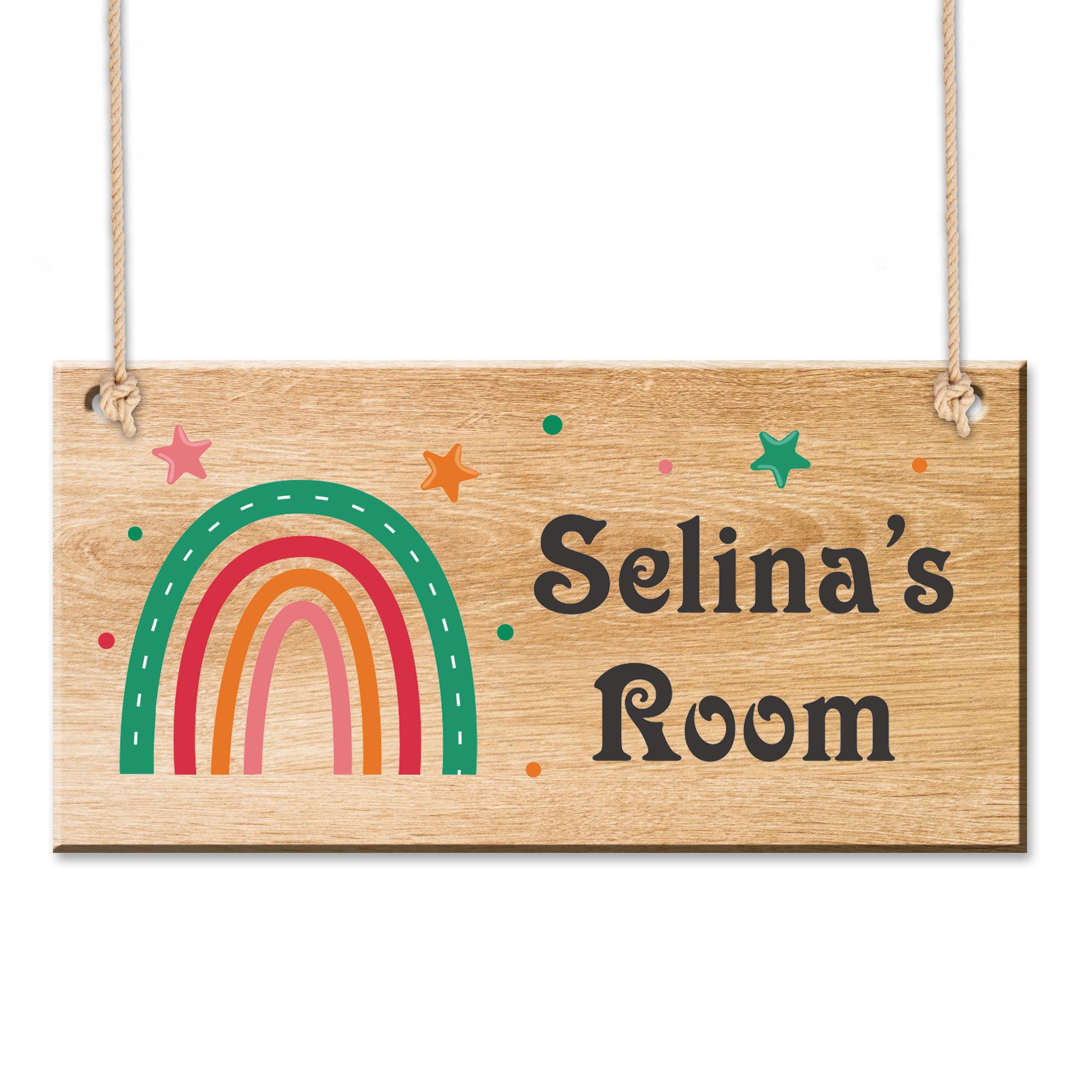 Personalised Bedroom Door Signs Wooden Room Décor Bedroom Accessories Rectangle Name Door Sign Plaques Custom Gifts for Christmas UV Printed with Any Name for Son Daughter Nephew Kids Baby (Design1) — image 1