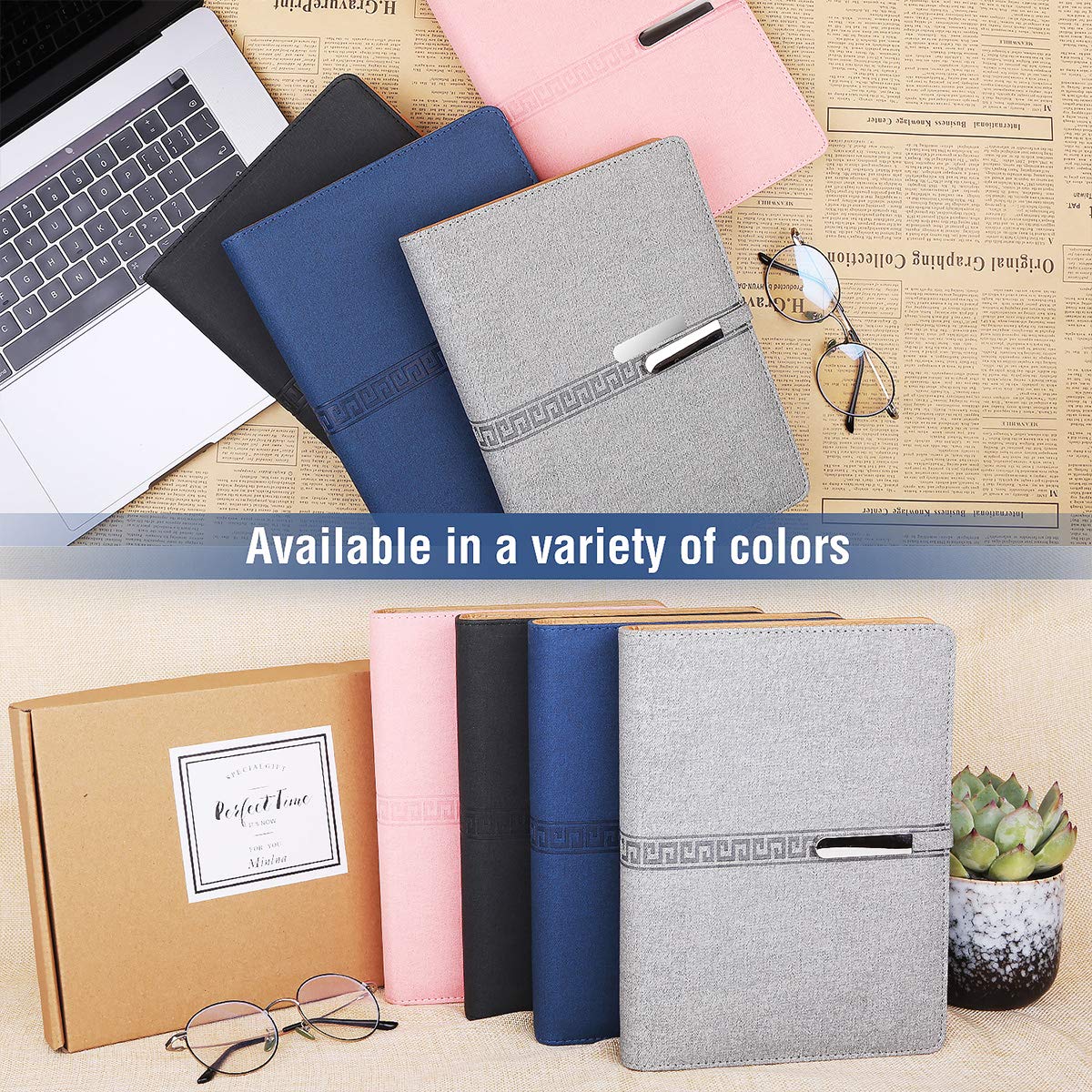 Cuaderno de rayas A5, cuaderno de tapas duras recargable de 6 anillas con soporte para bolígrafo, 100 hojas, bloc de notas, agenda, material de oficina