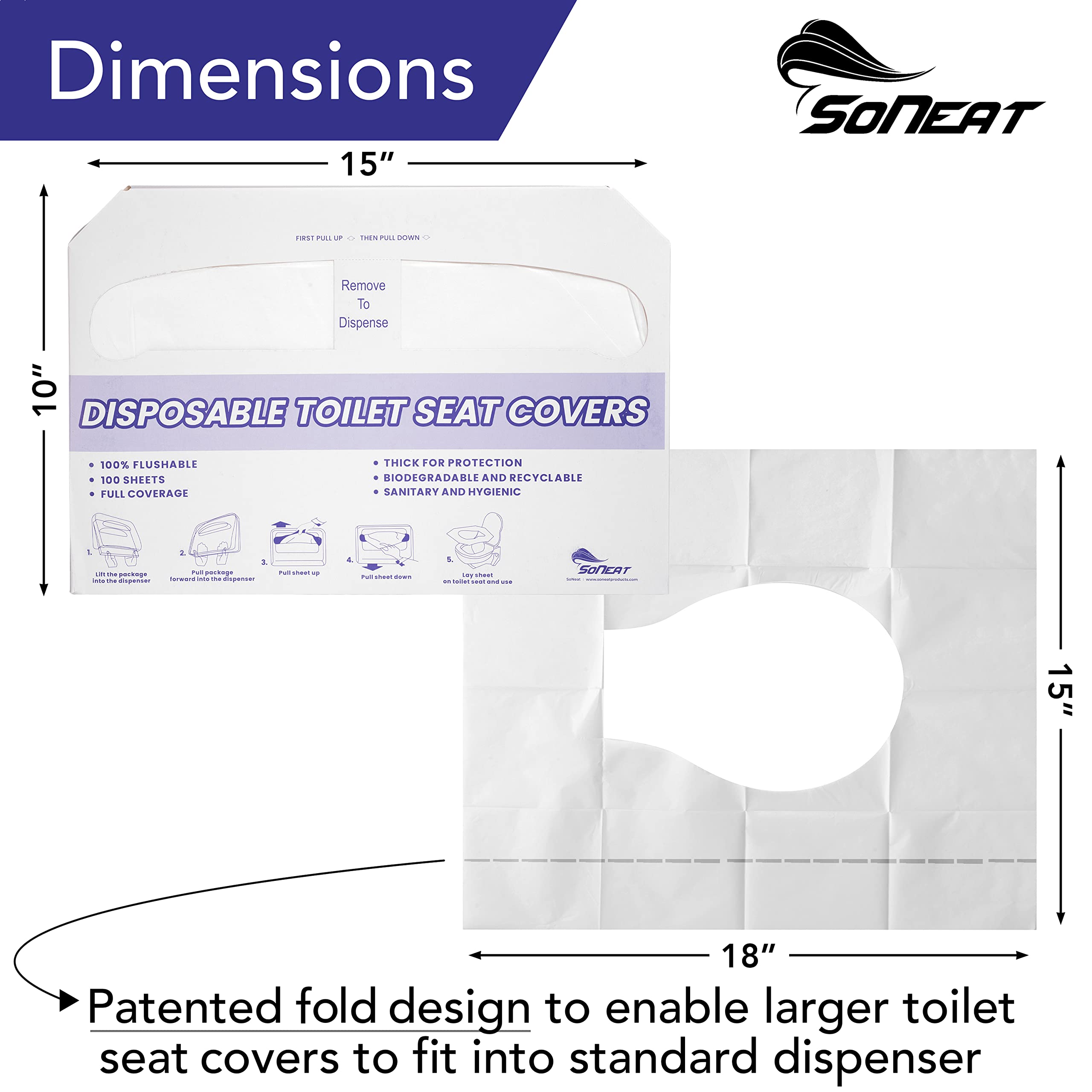 SoNeat Half Fold Toilet Seat Covers 400 Sheets Of XL Disposable Flushable Paper