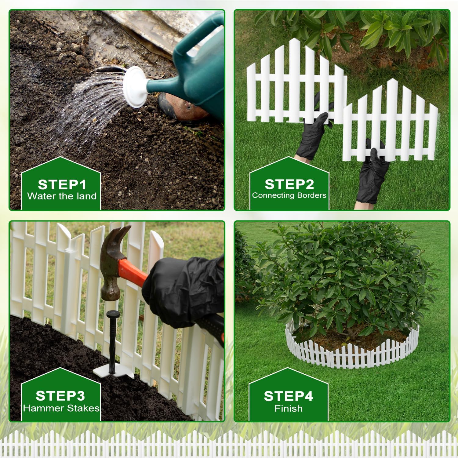 Garden Edging Border No-Dig 13FT White 9.3 Inch Tall Landscape Edging with 14pcs Stakes for Decorate The Garden