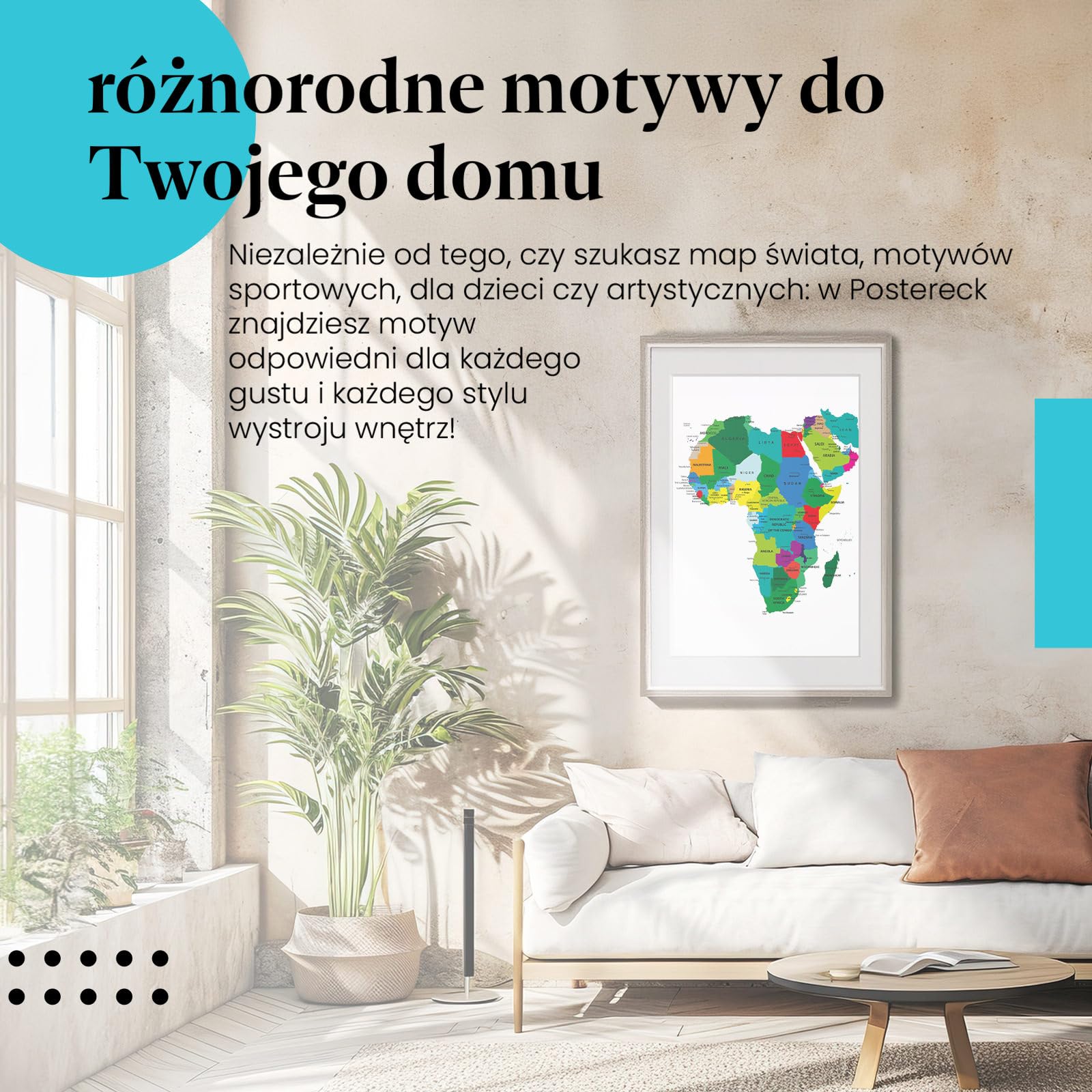 Postereck - 0936 - Mapa polityczna, Afryka, Bliski Wschód, edukacja. Wydruk, Druk, Sztuka Ścienna, Dekoracja. - ekran - 100,0 cm x 75,0 cm