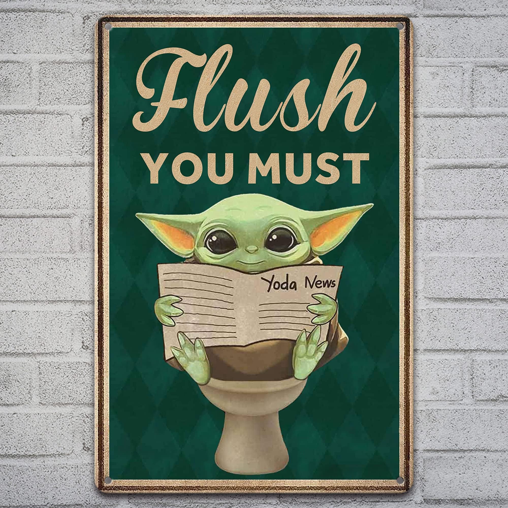 Targa Vintage In Metallo "Please Do Not Flush" - Decorazione Da Parete Per Bagno - 13x26 Cm