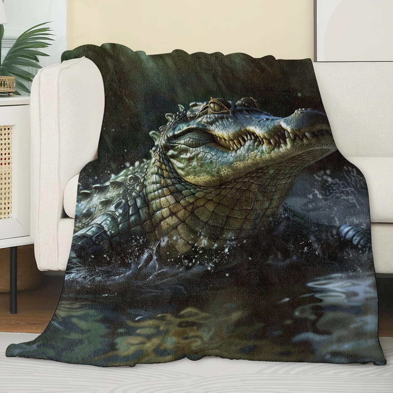 Alligator Blanket for Couch,Bed,Sofa, Soft Cozy Alligator Throw Blanket for All Season Alligator Decor Alligator Gift, Flannel Plush Blanket Lightweight Comfy for Adult Kids 50”×60” - Image 3