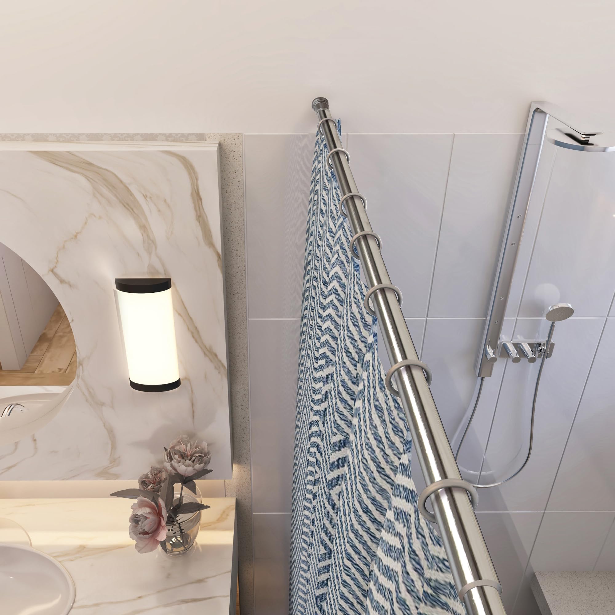 Design House 561019 Adjustable Tension Shower Rod - Polished Chrome, 36 To 63 Inches, No Drill
