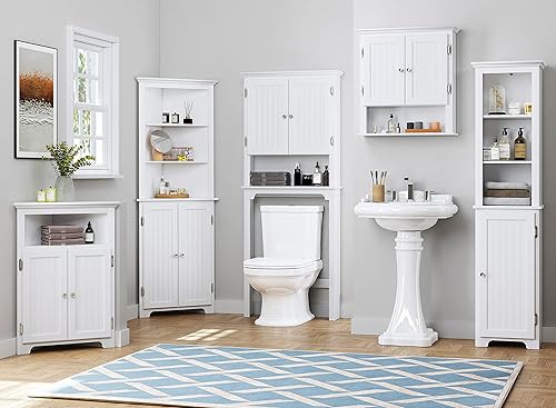 Miniatura 8 de UTEX Armario de almacenamiento de esquina para baño, armario de esquina pequeño de piso con puertas y estantes ajustables, organizador de