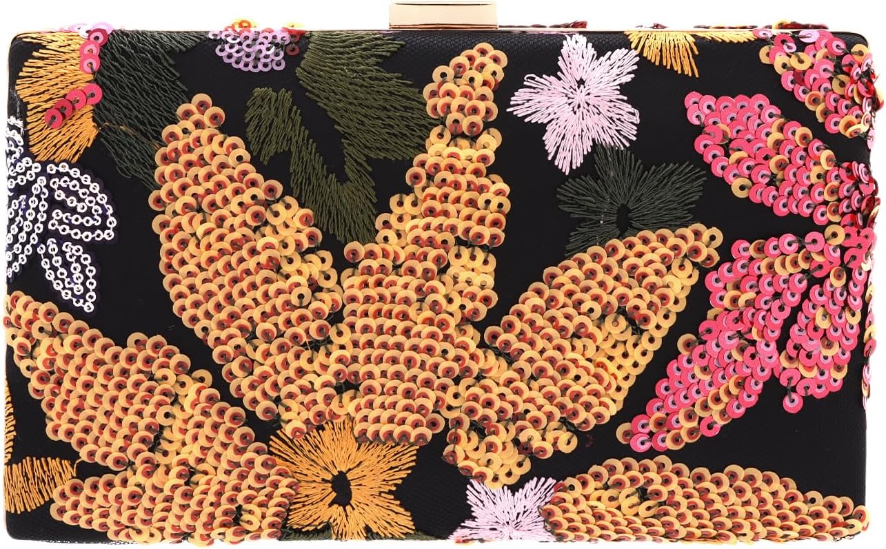 Oweisong Beaded Clutch Purse for Women Blue Floral Evening Bag | Embroidery Sequin, Flower Clutch, Envelope Bag, for Spring Summer, Wedding Bridal, Formal Party