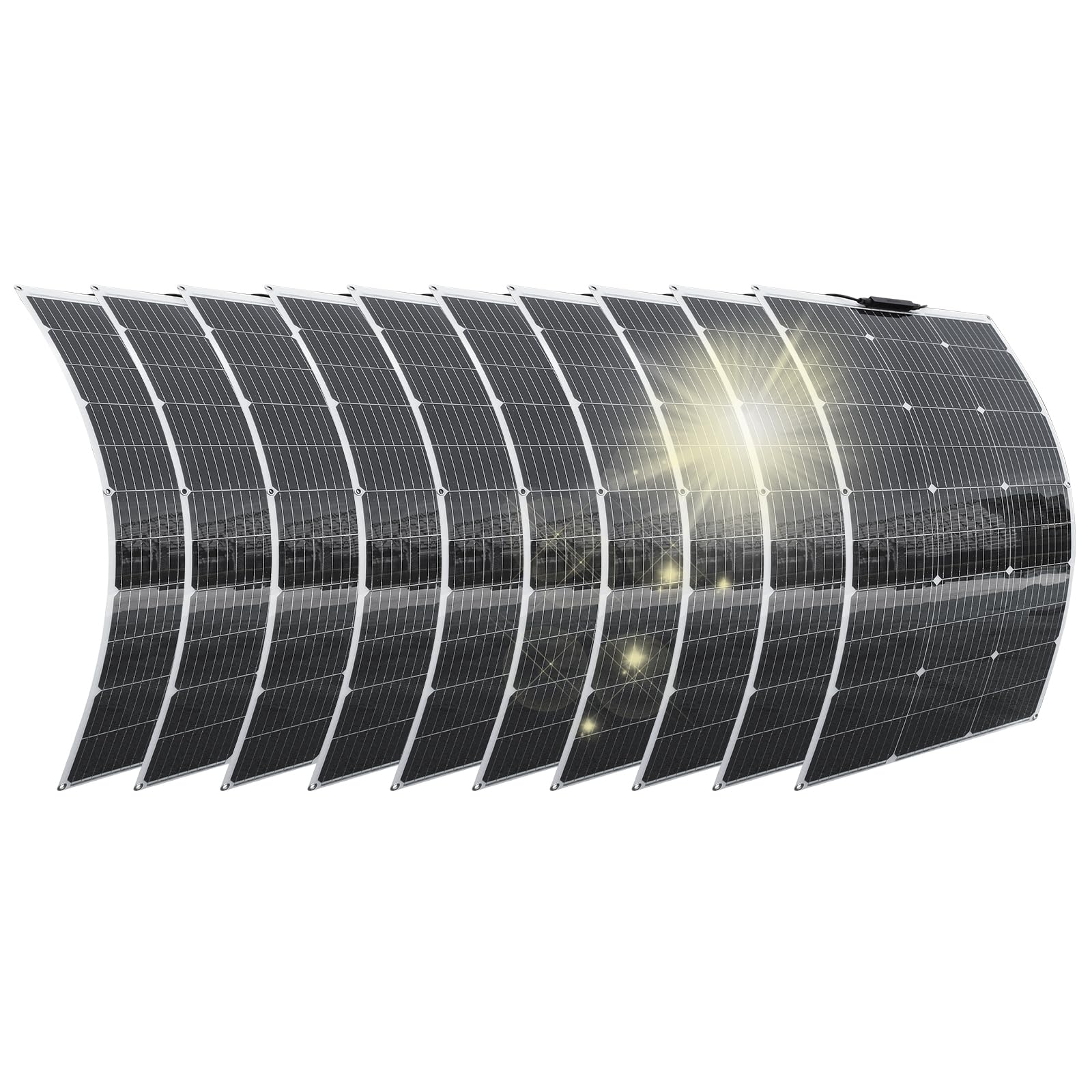 Aysolar Flexibel zonnepaneel, 100 W, 12 V, monokristallijn, fotovoltaïsch paneel voor camper, balkon, dak, boot, caravan, marine, auto, 12 V batterij en oneffen oppervlakken