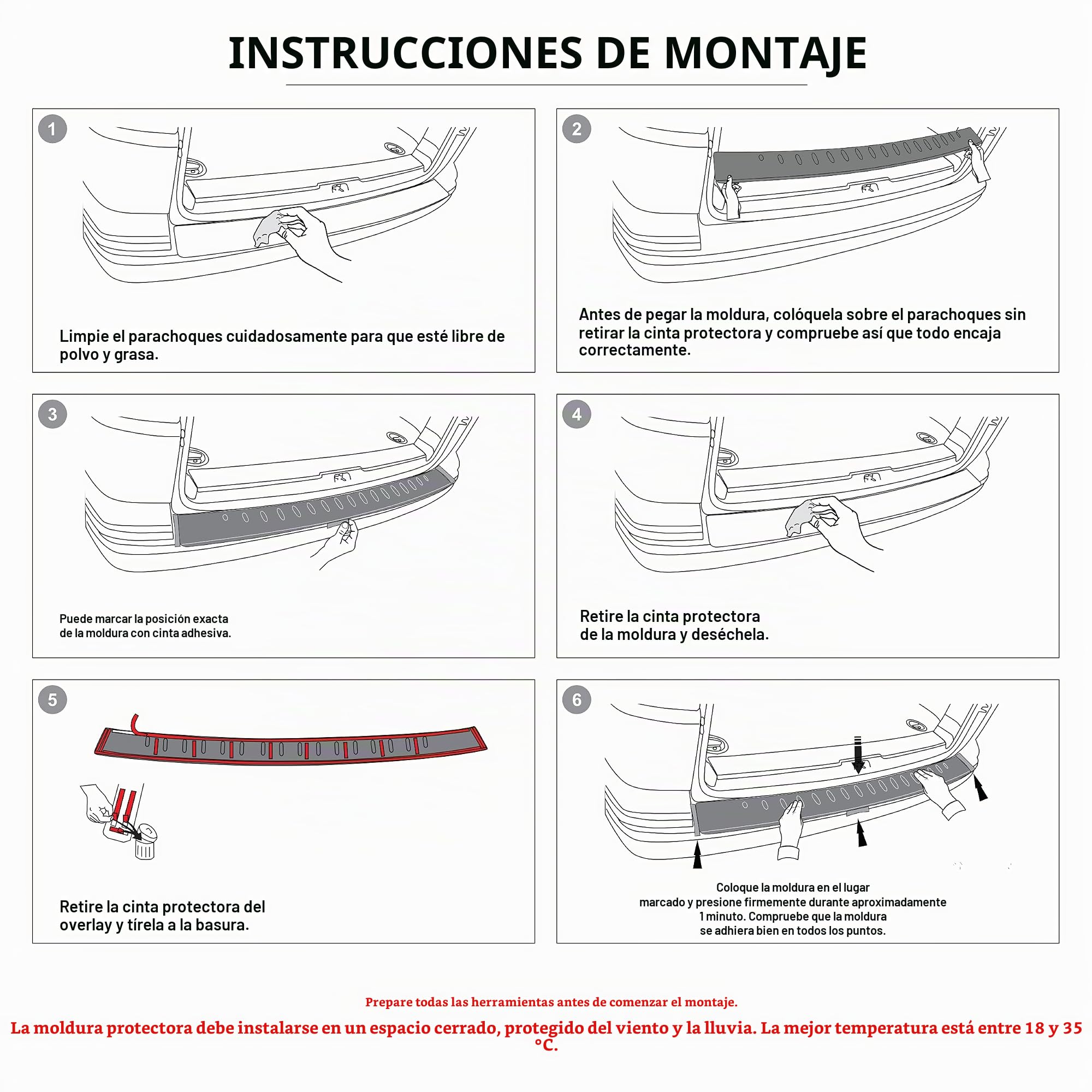 CHROMEMASTER - Protector de Parachoques - Compatible con VW T5 Multivan 2003-2015 | Acero Inoxidable Pulido - Tira Protectora Protege la Pintura del Parachoques Trasero de Daños