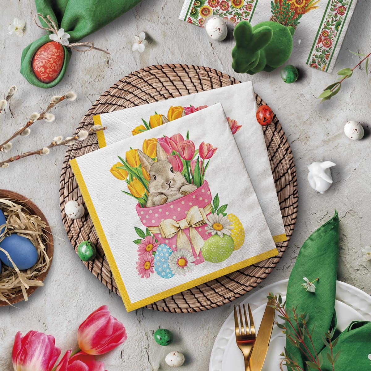 Maki Tovaglioli Di Carta Velina 3 Strati, 33x33 Cm, 20 Pezzi, Mix Fiori Selvatici Con Papaveri, Per Decoupage O Tavola