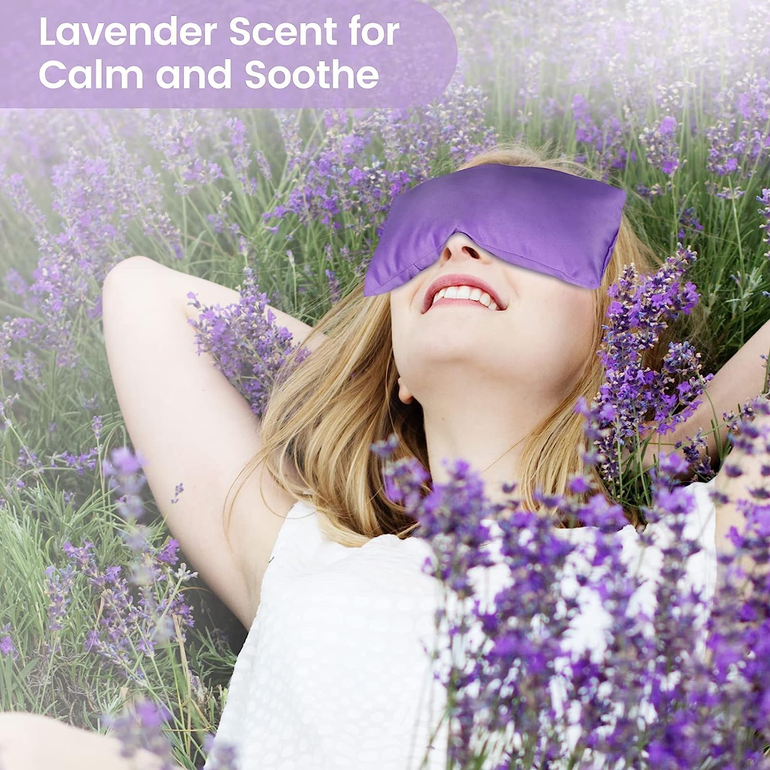 SuzziPad Lot de 6 oreillers pour les yeux à la lavande pour la relaxation avec aromathérapie, masque lesté pour dormir, méditation, compresse oculaire chaude et froide pour les yeux secs, cadeaux de