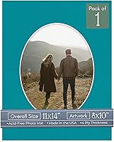 Vista 106 de CountryArtHouse Marco ovalado de 11 x 14 pulgadas, sin ácido, con núcleo blanco, corte biselado para fotos de 8 x 10 pulgadas, se adapta a marcos