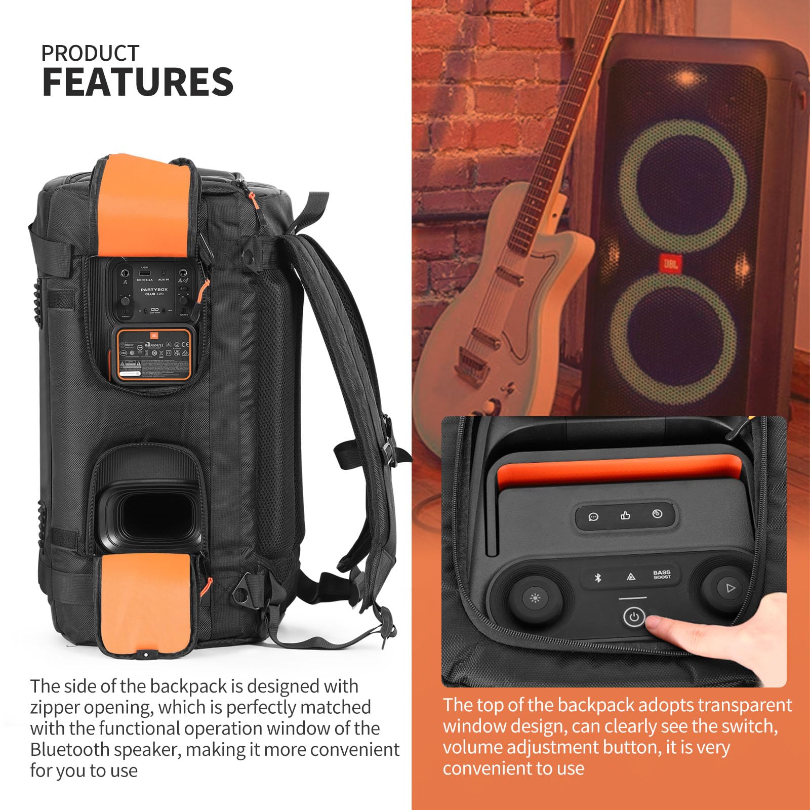 Plecak Case na głośnik Bluetooth do głośnika Bluetooth JBL PARTYBOX 120, Czarny, Niestandardowe