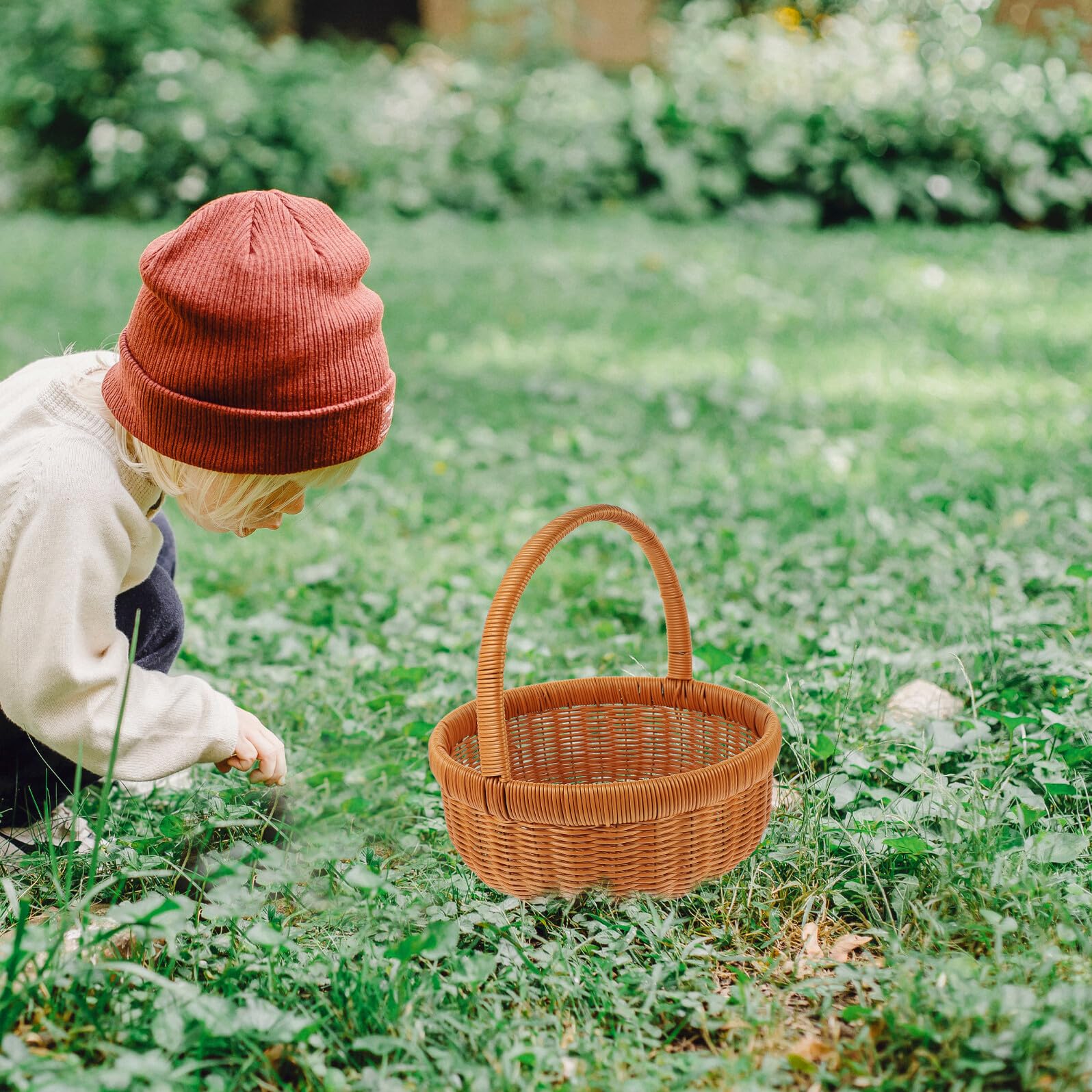 Cabilock Cesta de Plástico con Diseño Abierto y Asa Portátil para Almacenar Alimentos y Frutas