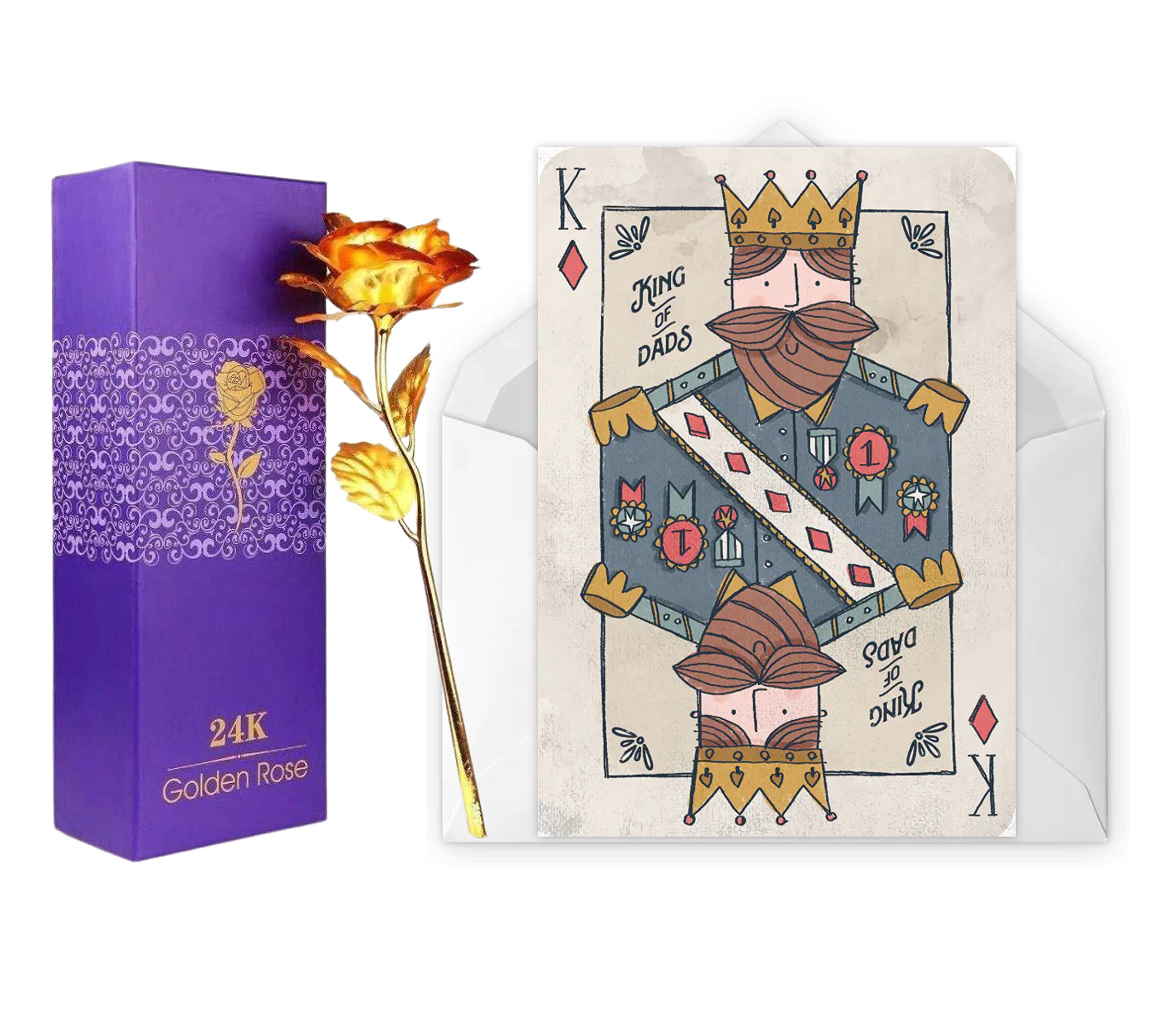 Vending India Personalised/Customised Greeting Card Series - Dad/Father's Day Card With a Golden Rose (Royal Reign)