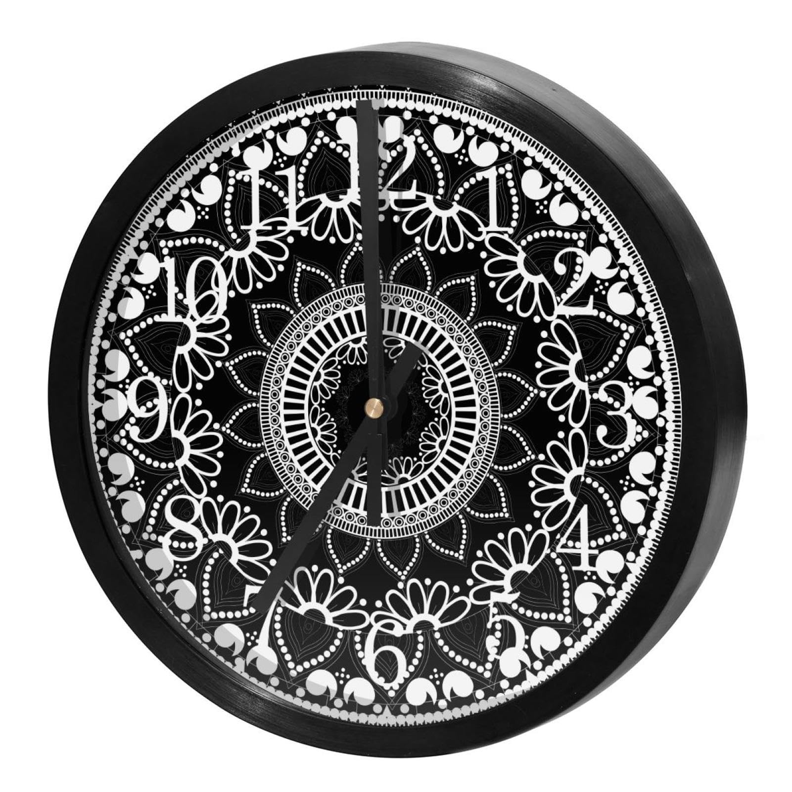 Horloge murale Boho Hipple Mandala ronde - Idée cadeau originale pour pendaison de crémaillère