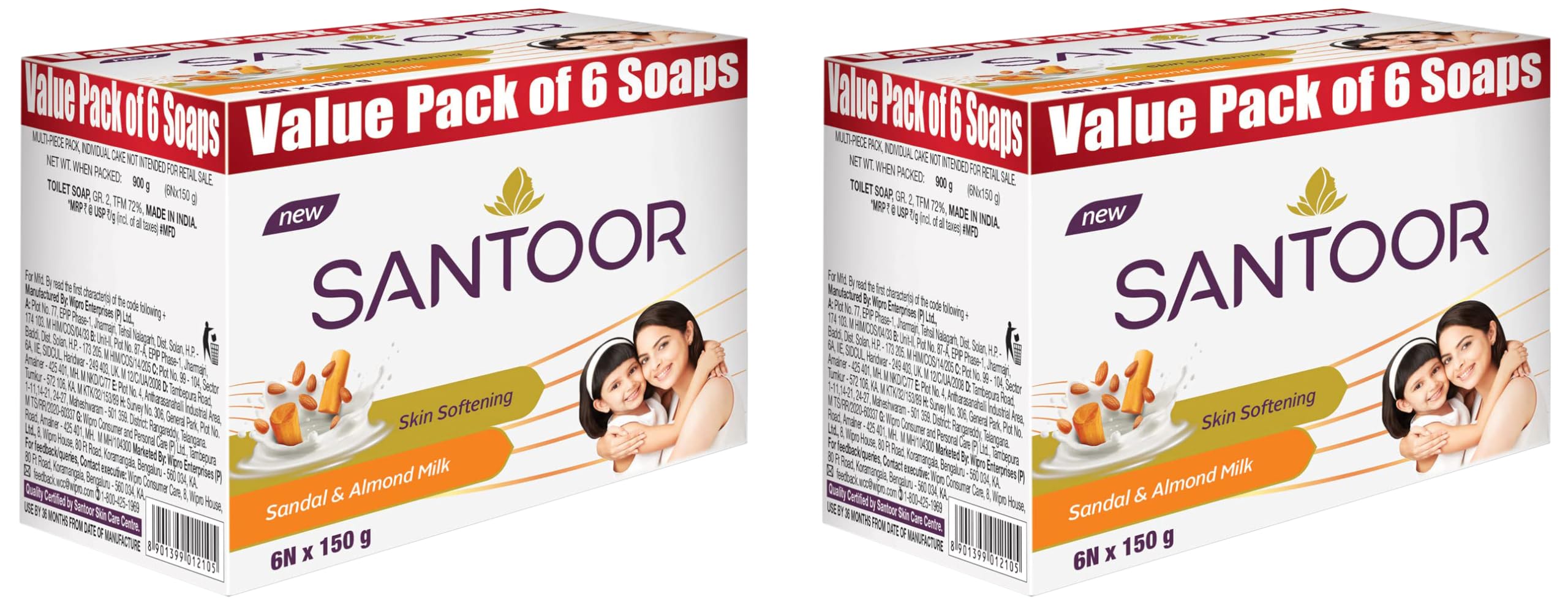 Santoor Sandalwood and Almond milk Organic Soft Bath Soap for Softer, Smoother and Moisturised Skin, Combo Offer 150 g pack of 12-picture-54