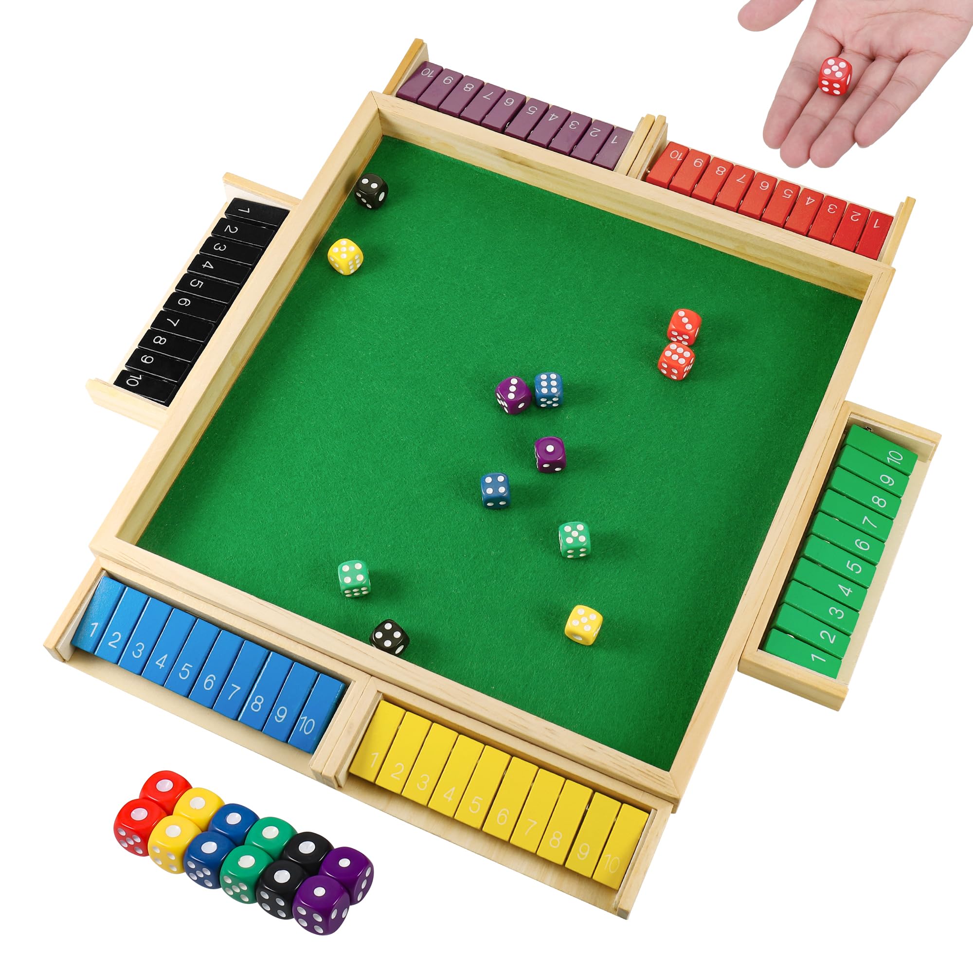 Fentar Shut the Box Game 6 Player, Puzzle Dice Games, Premium Wooden Board Game, Fun Close the Box Game