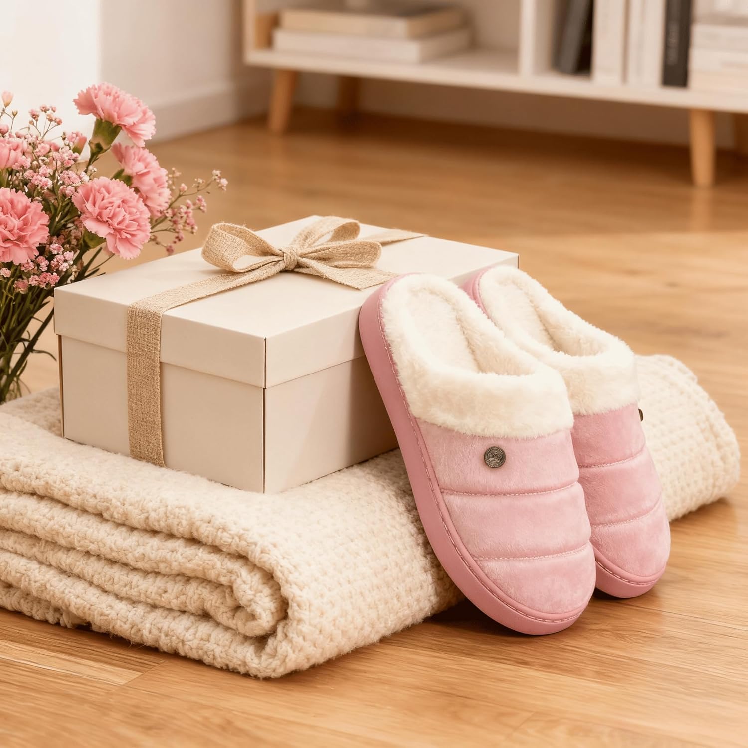 NineCiFun Women's Cozy Fuzzy Slippers Memory Foam Plush Soft Non-Slip House Shoes Warm Indoor Outdoor Slippers - Image 3