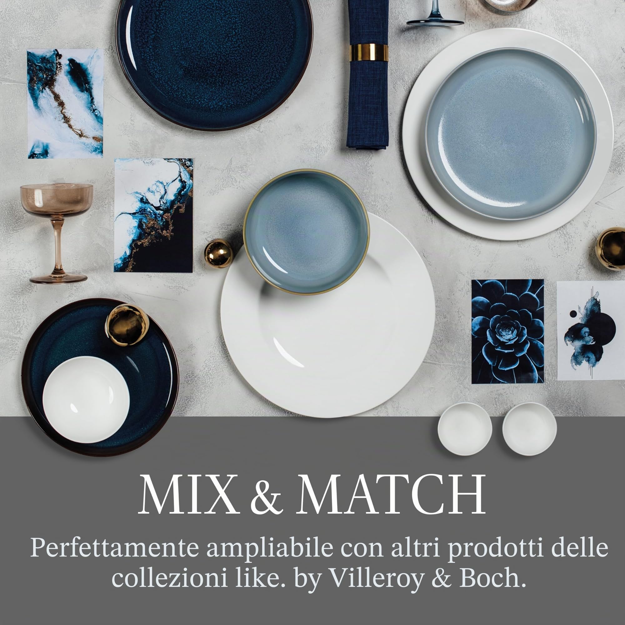 like. by Villeroy & Boch – Like Ice calice da vino set da 2 pz., vetro colorato blu ghiaccio, capacità 270ml