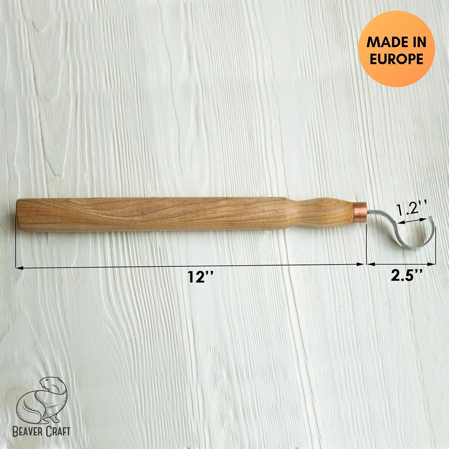 BeaverCraft Hook knife Wood Carving SK2 Long Knives Spoon Carving Tools 1.2'' Long handle 12'' Spoon Knife, Wood Carving Mess Mat for Easy Cleanup – Portable Woodworking Hobby Work Mat MS image 2